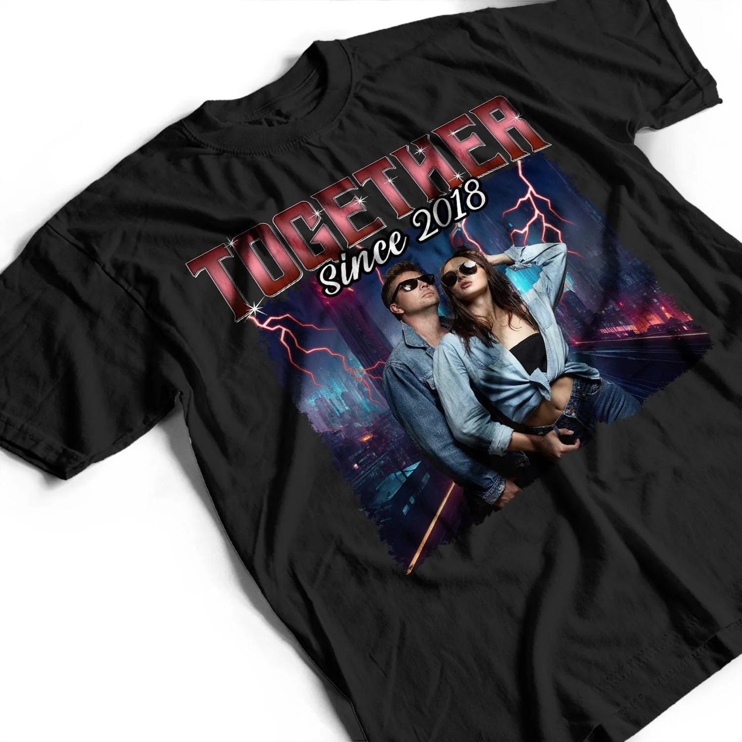 Custom Photo Together Since Hip Hop Retro Style - Birthday, Anniversary Gift For Couple, Spouse, Husband, Wife - Personalized T Shirt - Image 4