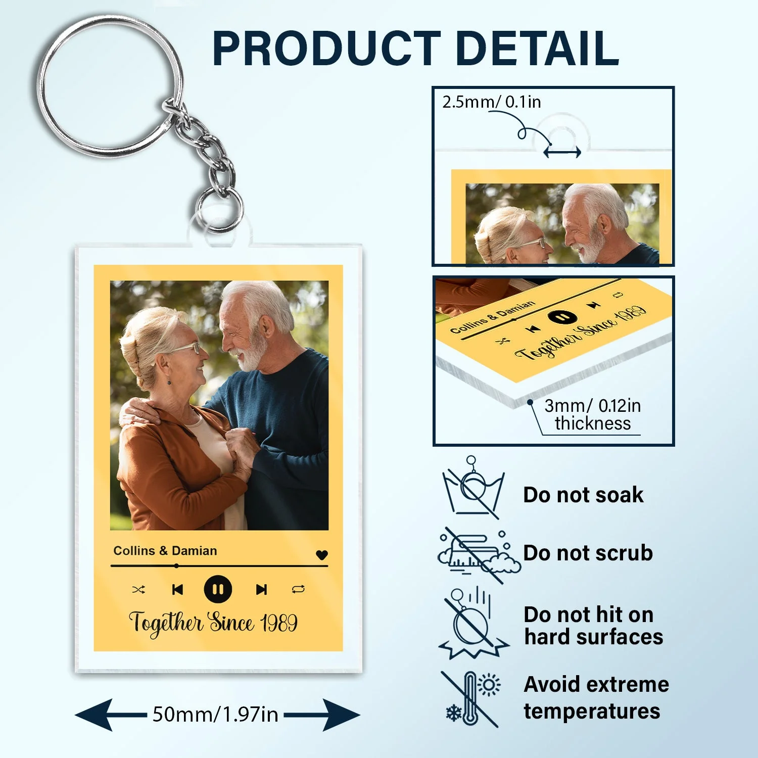 Custom Photo Together Since Husband Wife Anniversary - Gift For Couples - Personalized Custom Rectangle Acrylic Keychain - Image 4