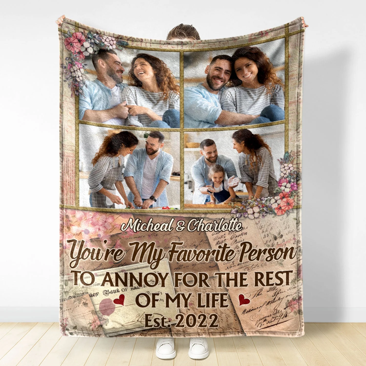 Custom Photo Together Since Husband Wife - Couple Gift - Personalized Custom Fleece Blanket - Image 2