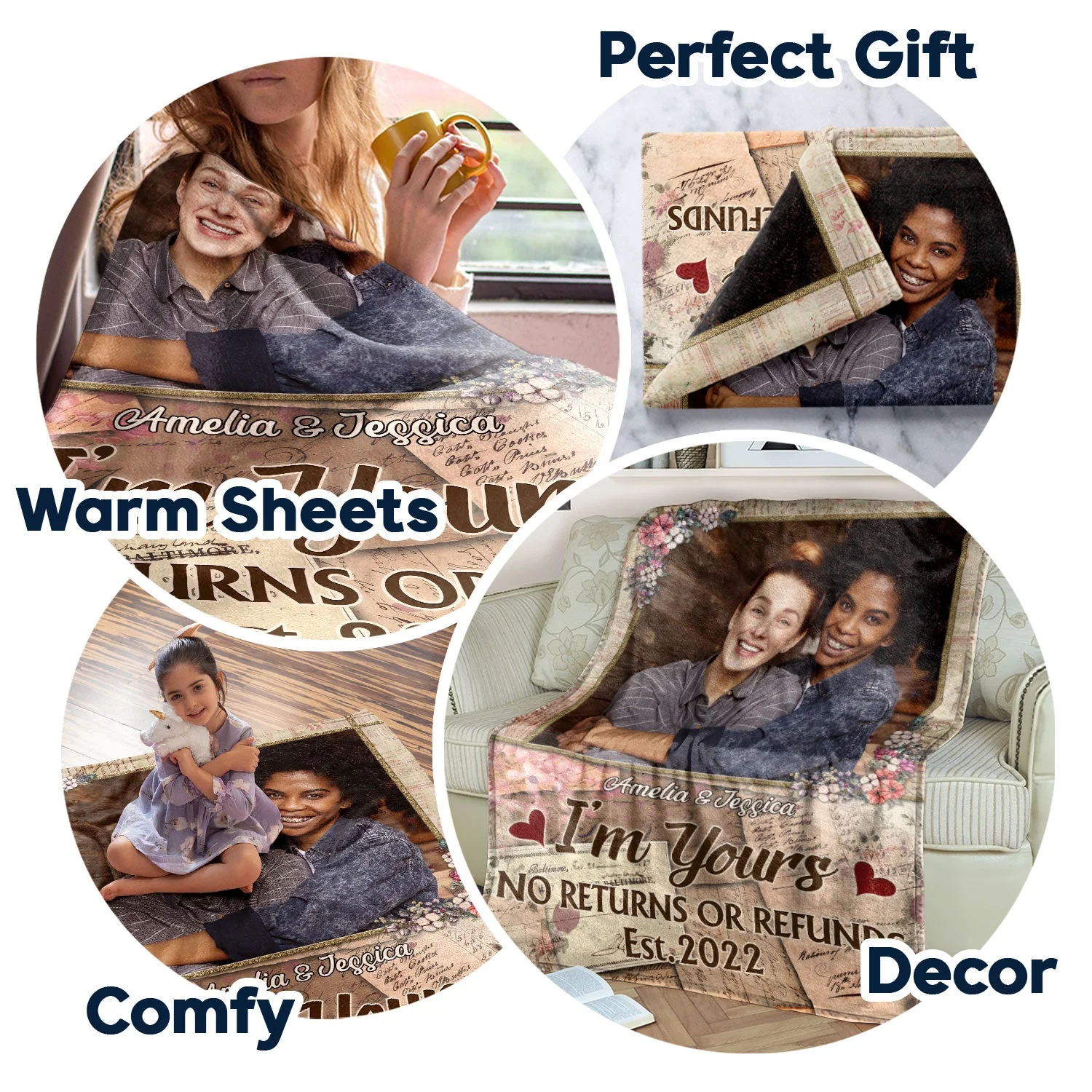 Custom Photo Together Since Husband Wife - Couple Gift - Personalized Custom Fleece Blanket - Image 4