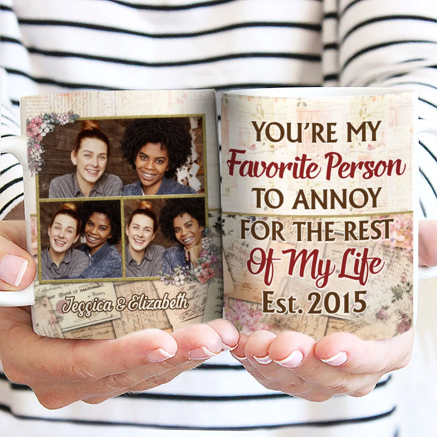 Custom Photo Together Since Husband Wife - Couple Gift - Personalized Custom White Edge-to-Edge Mug - Image 2