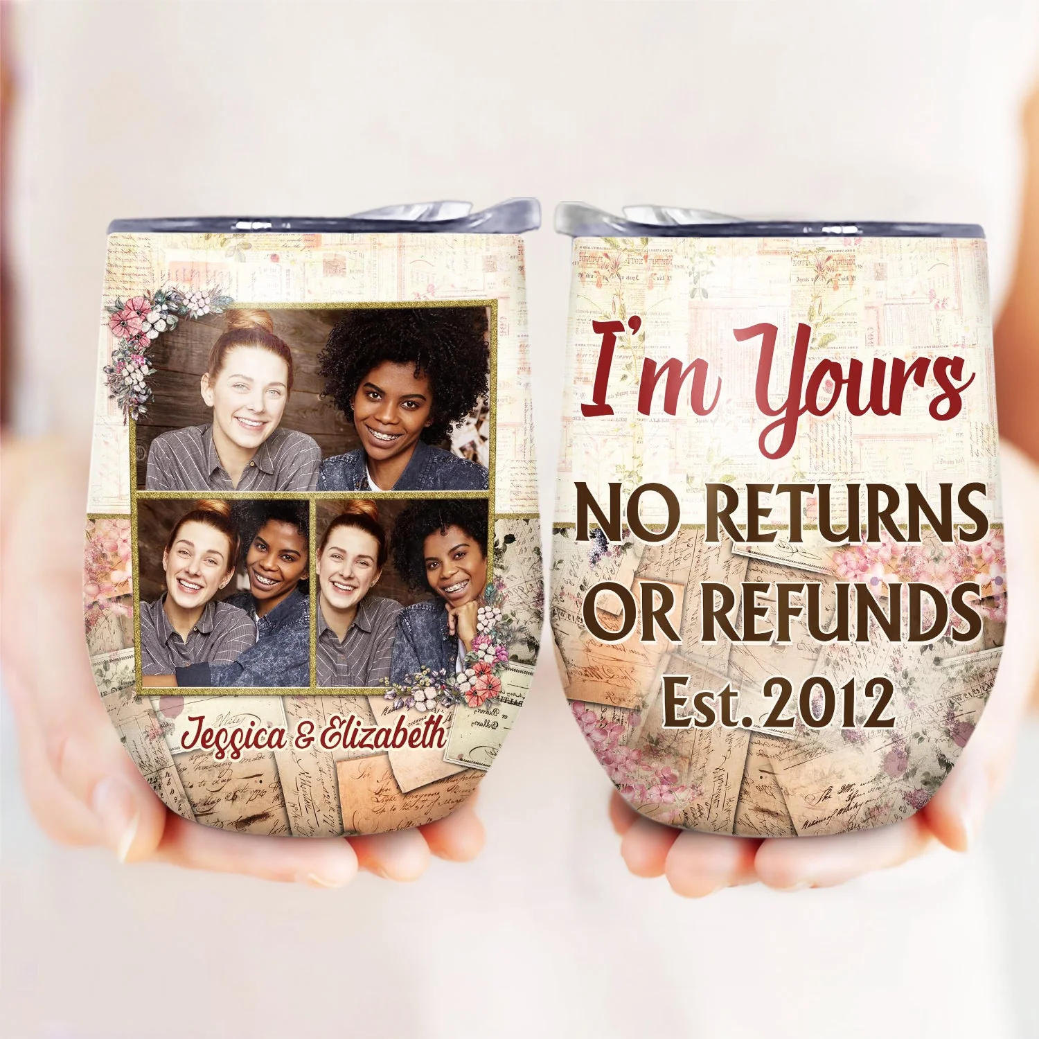 Custom Photo Together Since Husband Wife - Couple Gift - Personalized Custom Wine Tumbler - Image 3