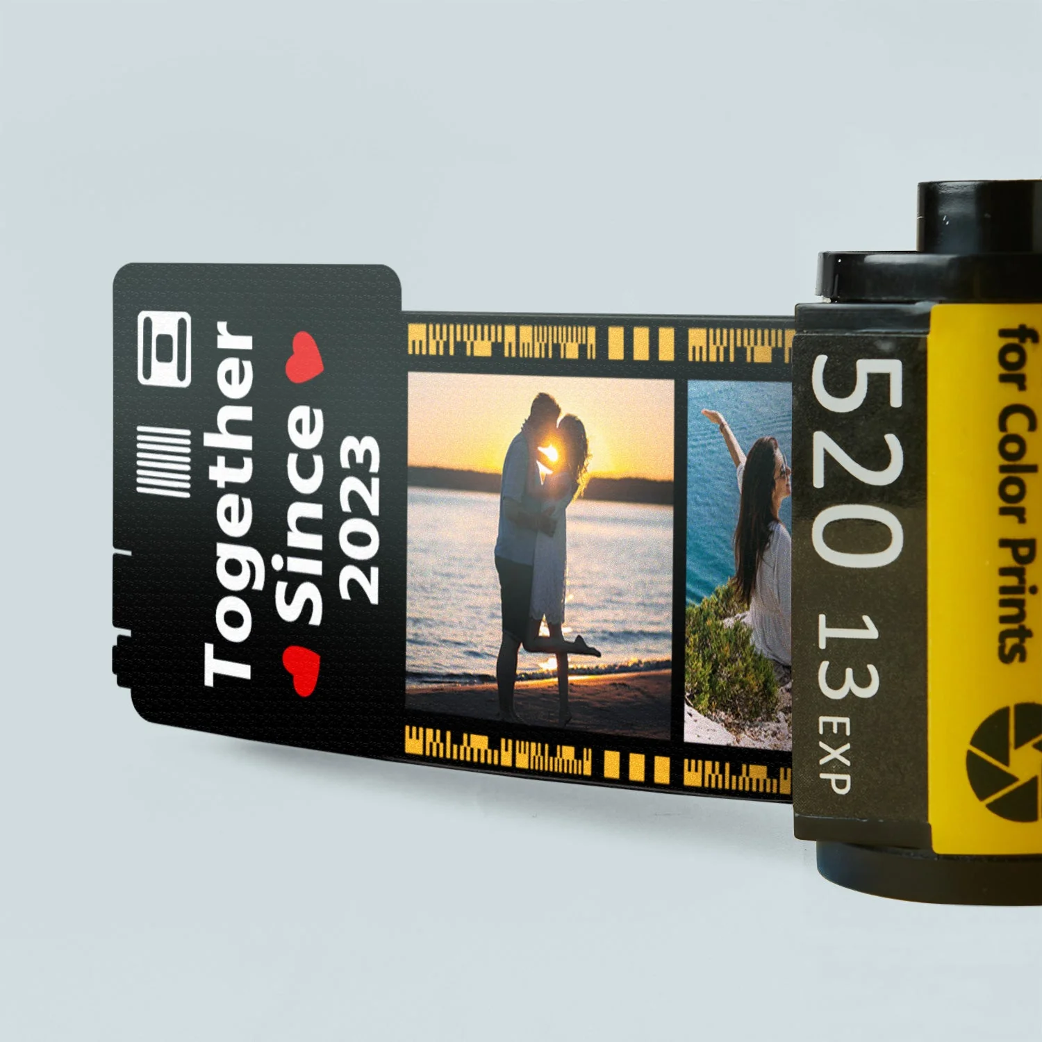 Custom Photo Together Since - Loving, Anniversary Gift For Couples, Husband, Wife - Personalized Film Roll Keychain - Image 2