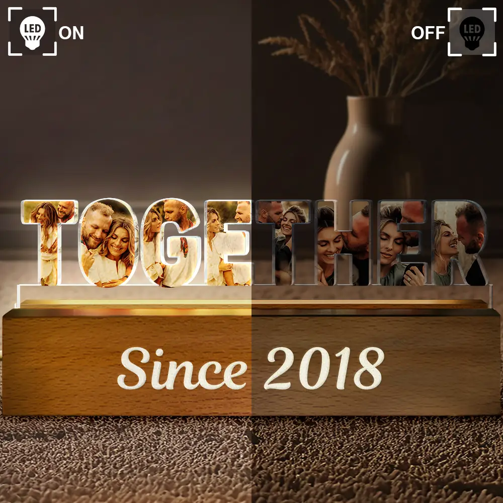 Custom Photo Together Since Year Couple Anniversary - Personalized Custom Shaped LED Light - Image 5