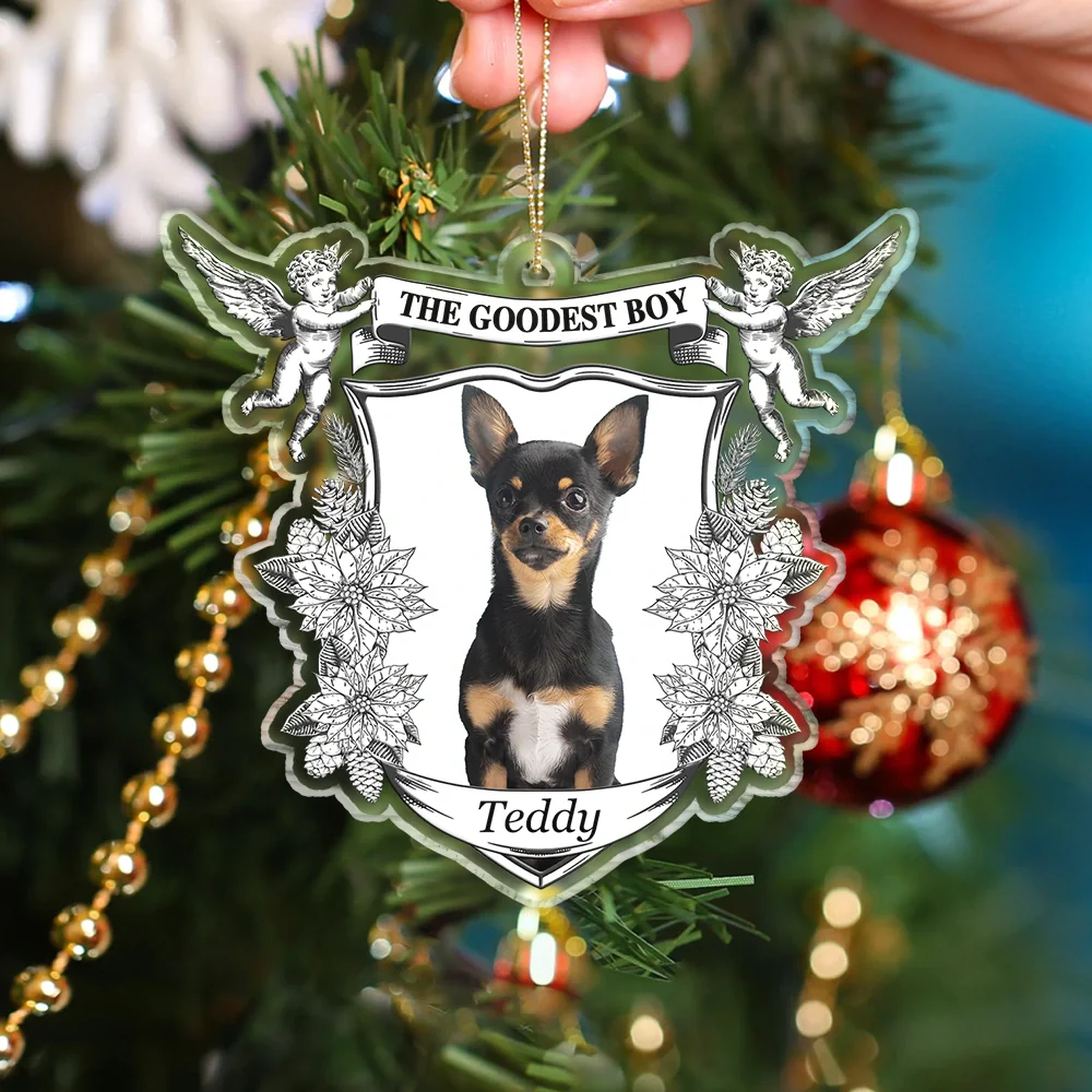 Custom Photo Toile De Jouy Goodest Boy Girl - Personalized Custom Shaped Acrylic Ornament - Image 5