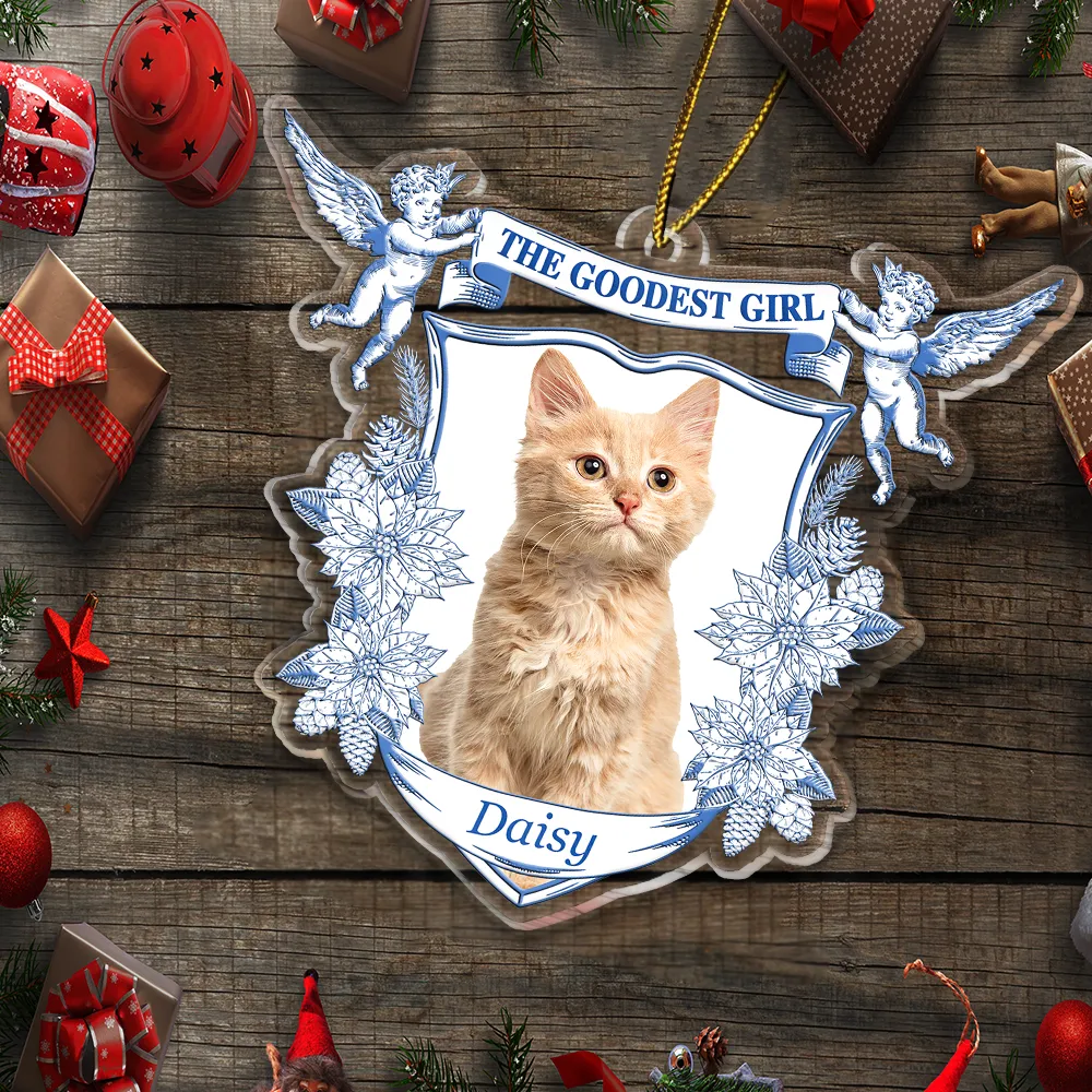 Custom Photo Toile De Jouy Goodest Boy Girl - Personalized Custom Shaped Acrylic Ornament - Image 6