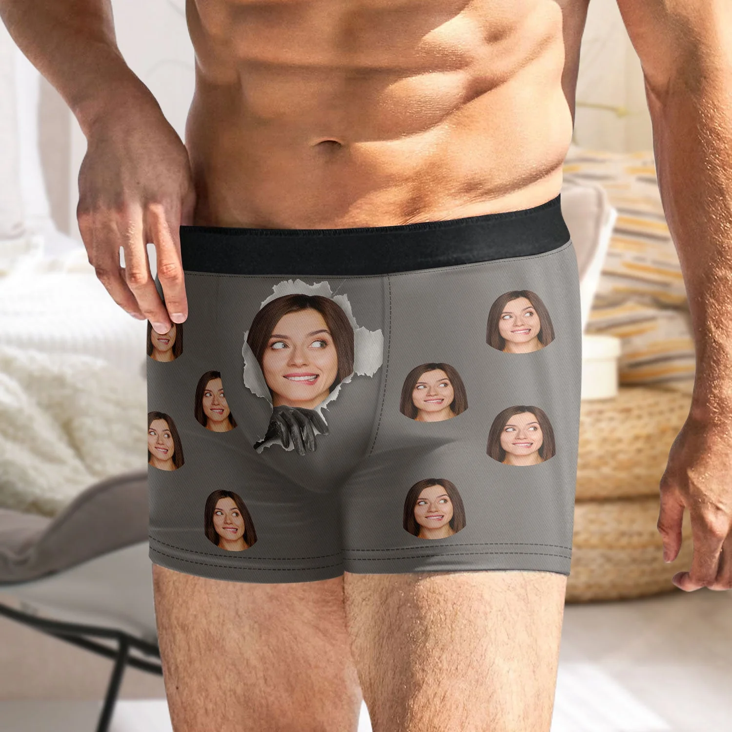 Custom Photo Torn Paper - Funny Gift For Husband, Boyfriend - Personalized Men's Boxer Briefs - Image 6