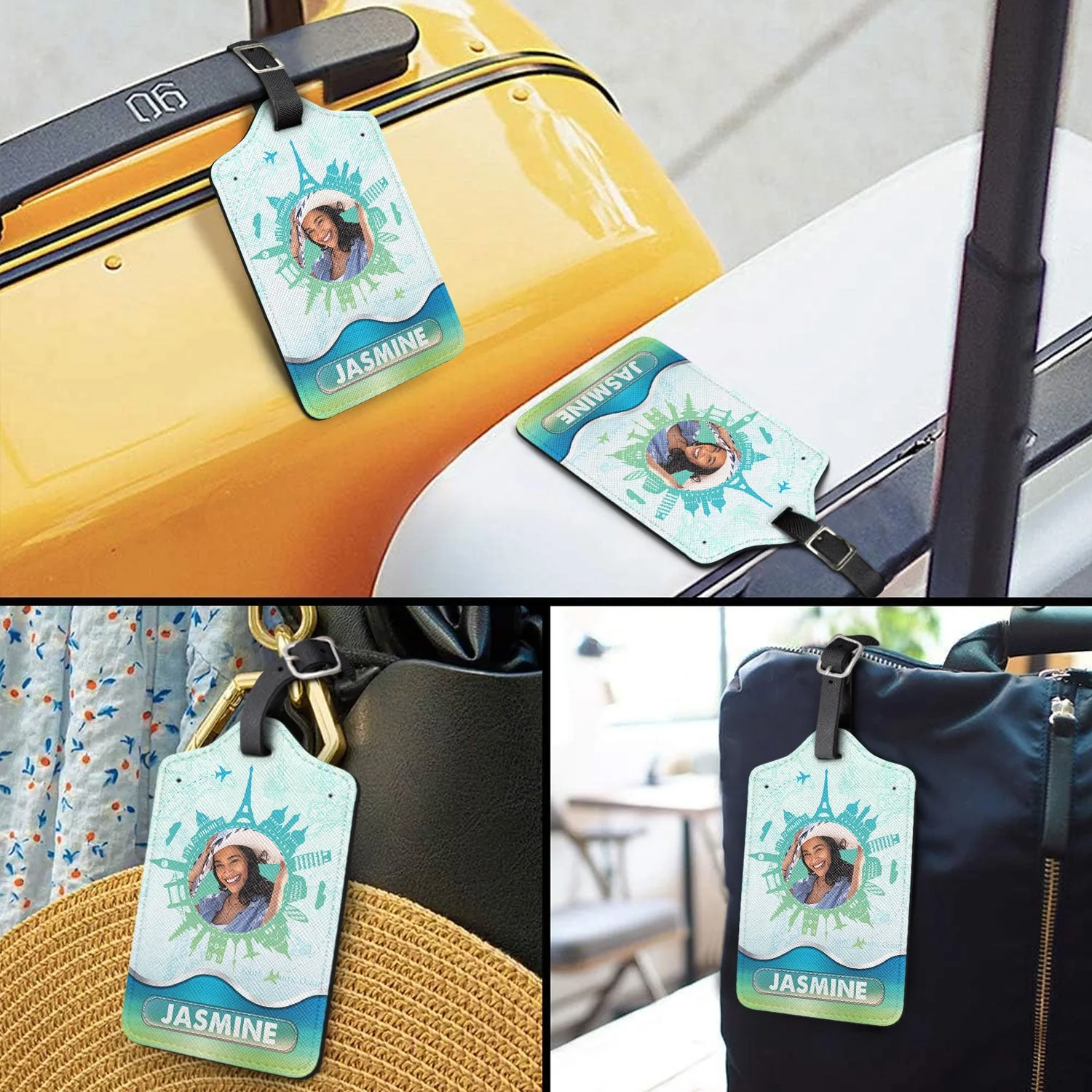Custom Photo Travel Around The World - Gift For Traveling Lovers, Vacation Lovers, Travelers, Him, Her - Personalized Luggage Tag - Image 4