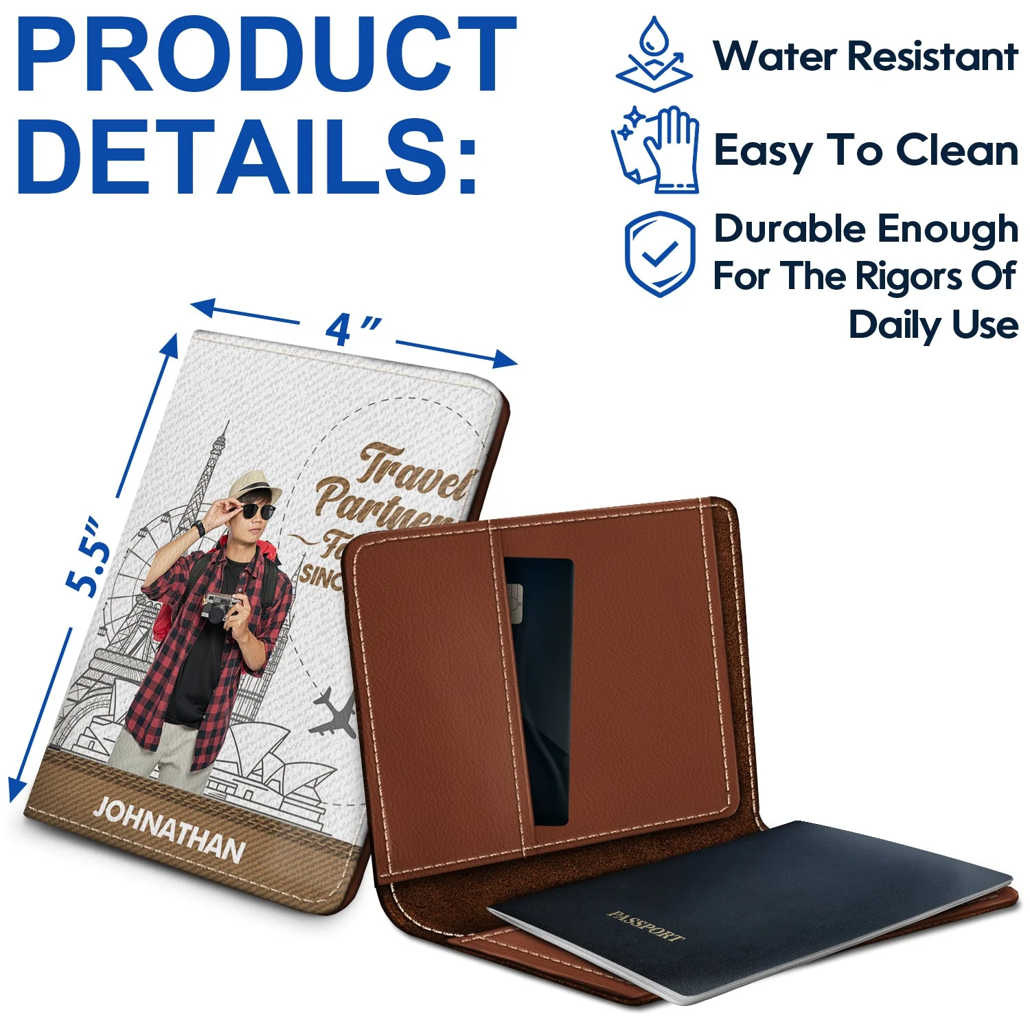 Custom Photo Traveling Couple Travel Partners For Life - Gift For Couples, Traveling Gift - Personalized Passport Cover, Passport Holder - Image 4