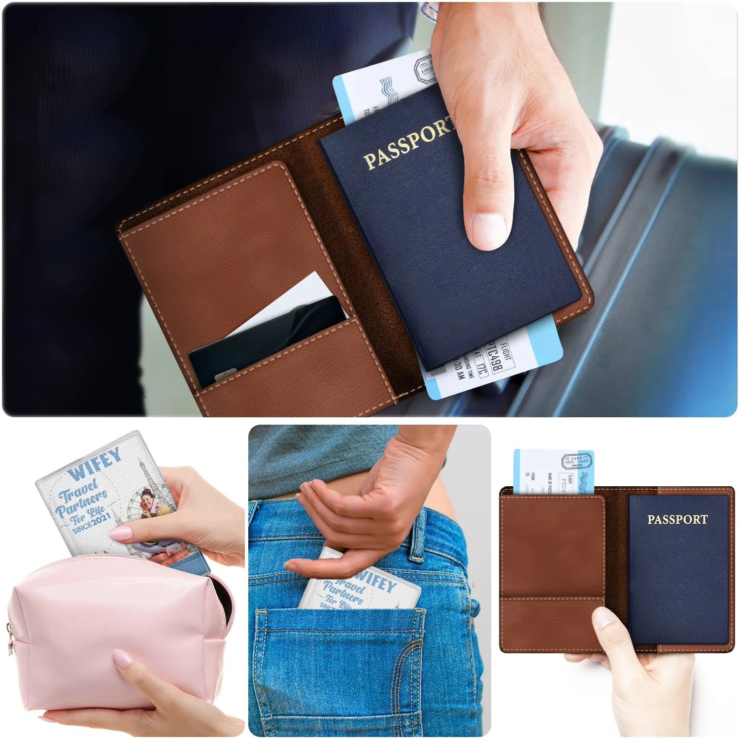 Custom Photo Traveling Couple Travel Partners For Life - Gift For Couples, Traveling Gift - Personalized Passport Cover, Passport Holder - Image 5