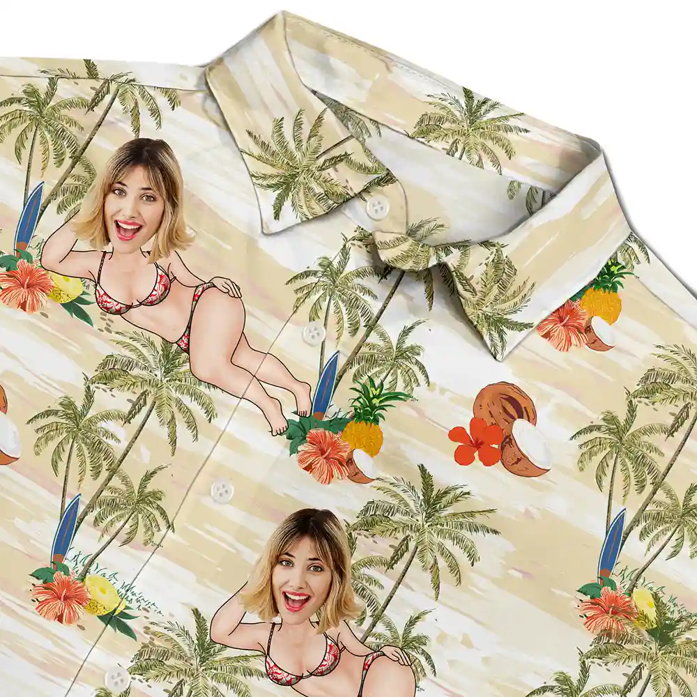Custom Photo Tropical Sexy Pose - Personalized Hawaiian Shirt - Image 5
