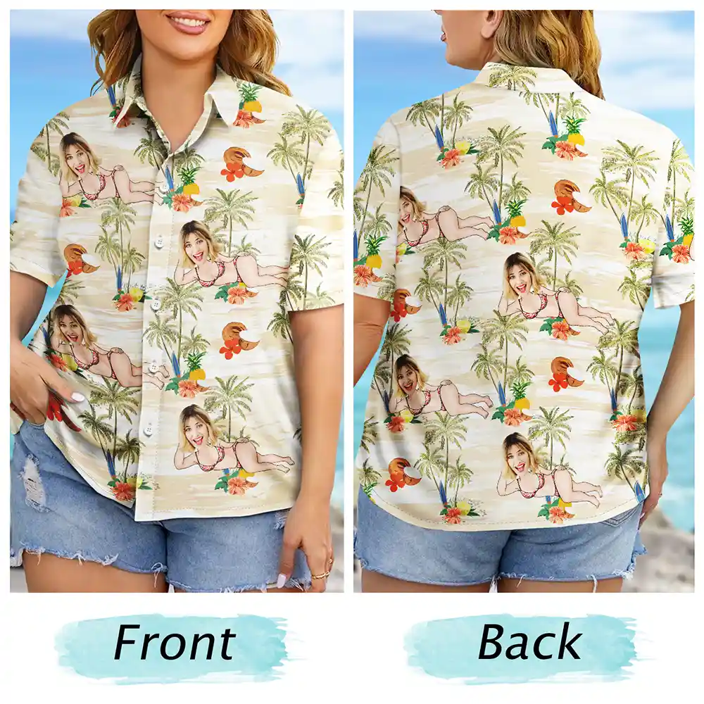 Custom Photo Tropical Sexy Pose - Personalized Hawaiian Shirt - Image 7