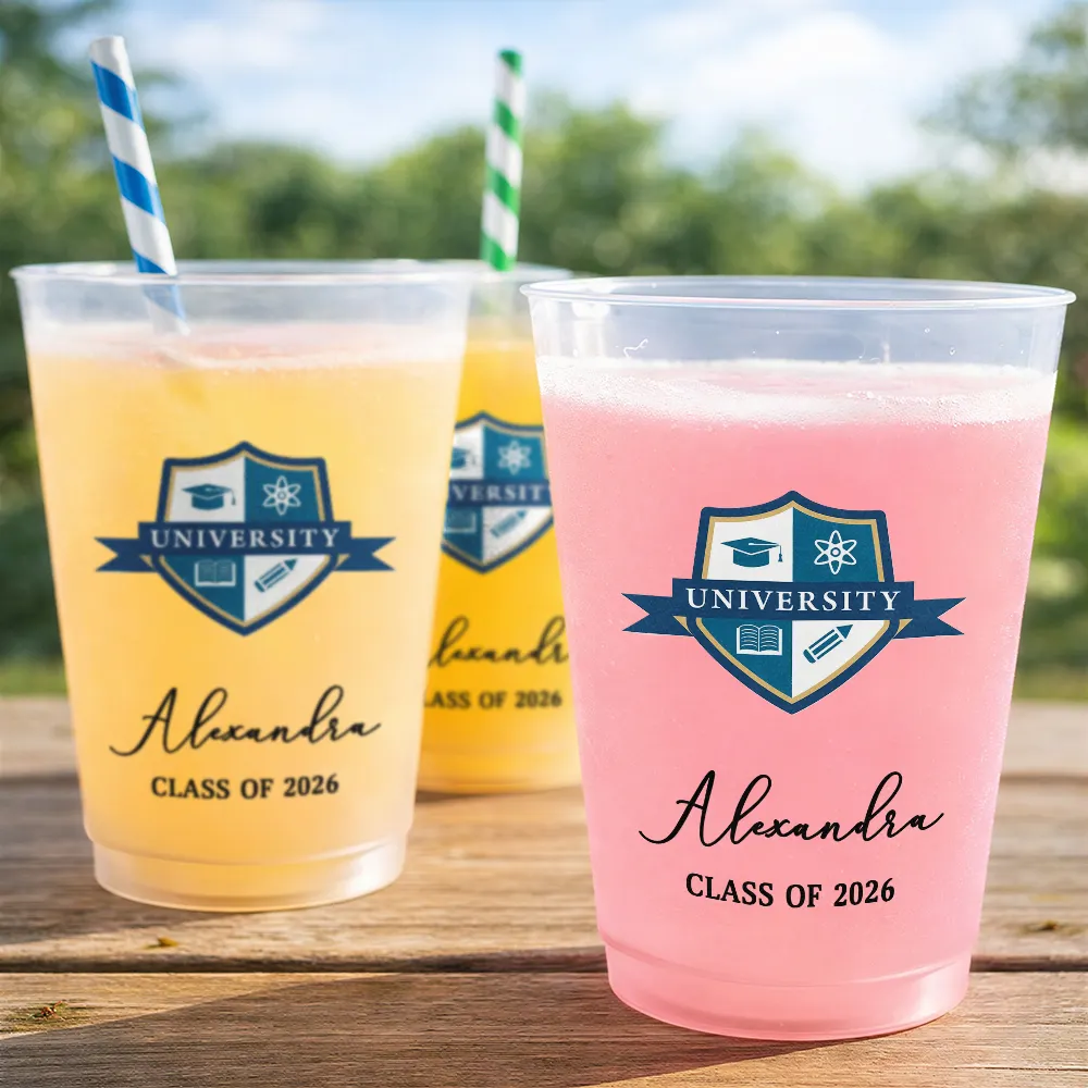 Custom Photo University Logo Graduation - Personalized Frosted Cups - Image 4