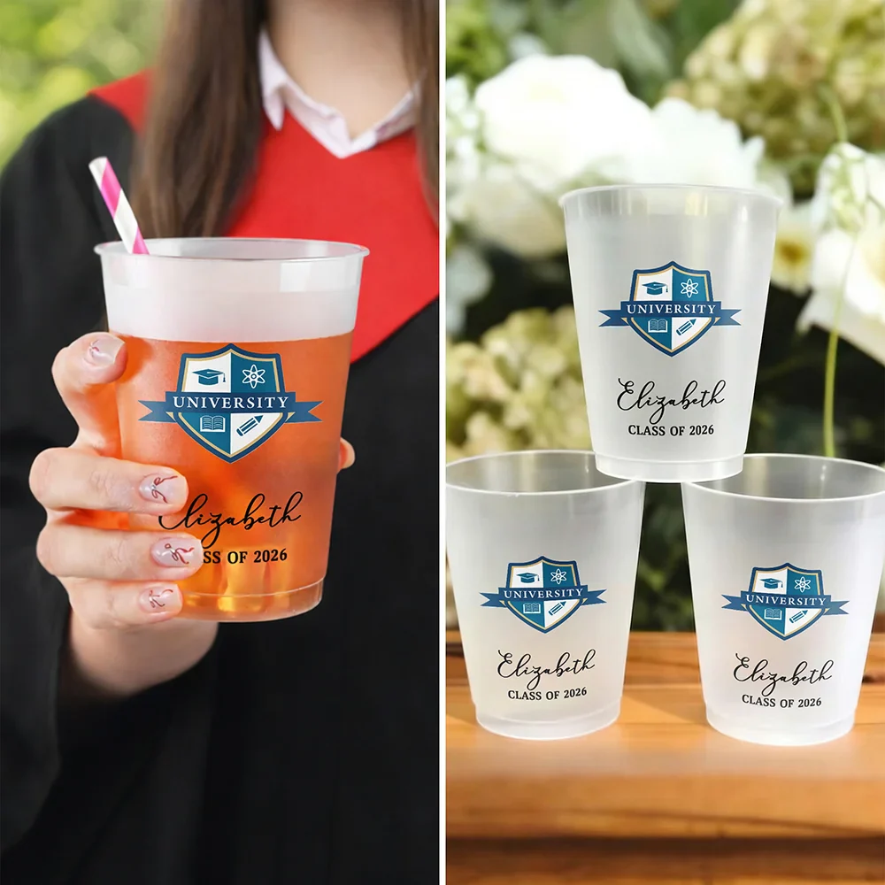 Custom Photo University Logo Graduation - Personalized Frosted Cups - Image 6
