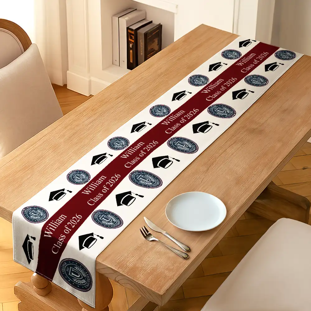 Custom Photo University Logo Graduation - Personalized Table Runner - Image 3