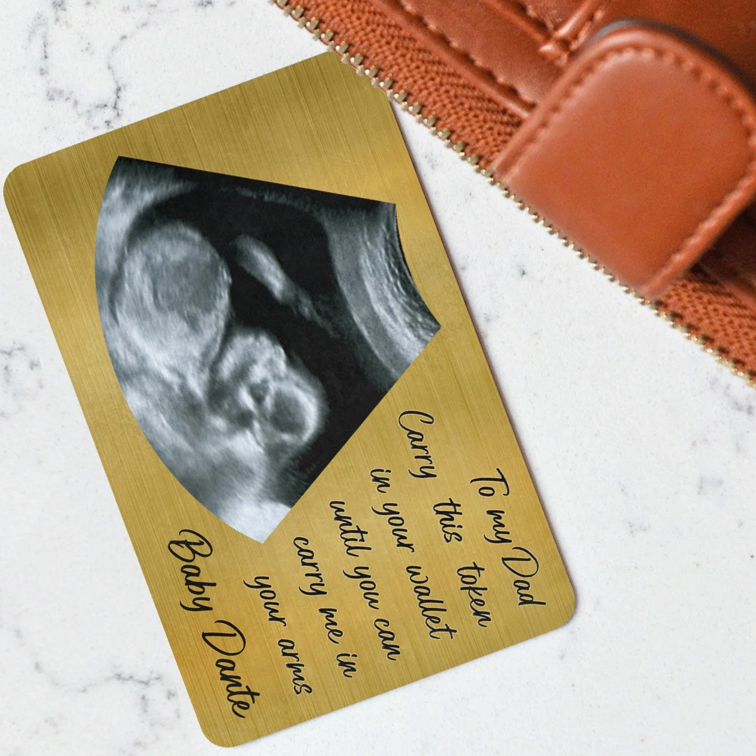 Custom Photo Until You Can Carry Me In Your Arms - Birthday, Loving Gift For Father, Dad-to-be - Personalized Aluminum Wallet Card - Image 3