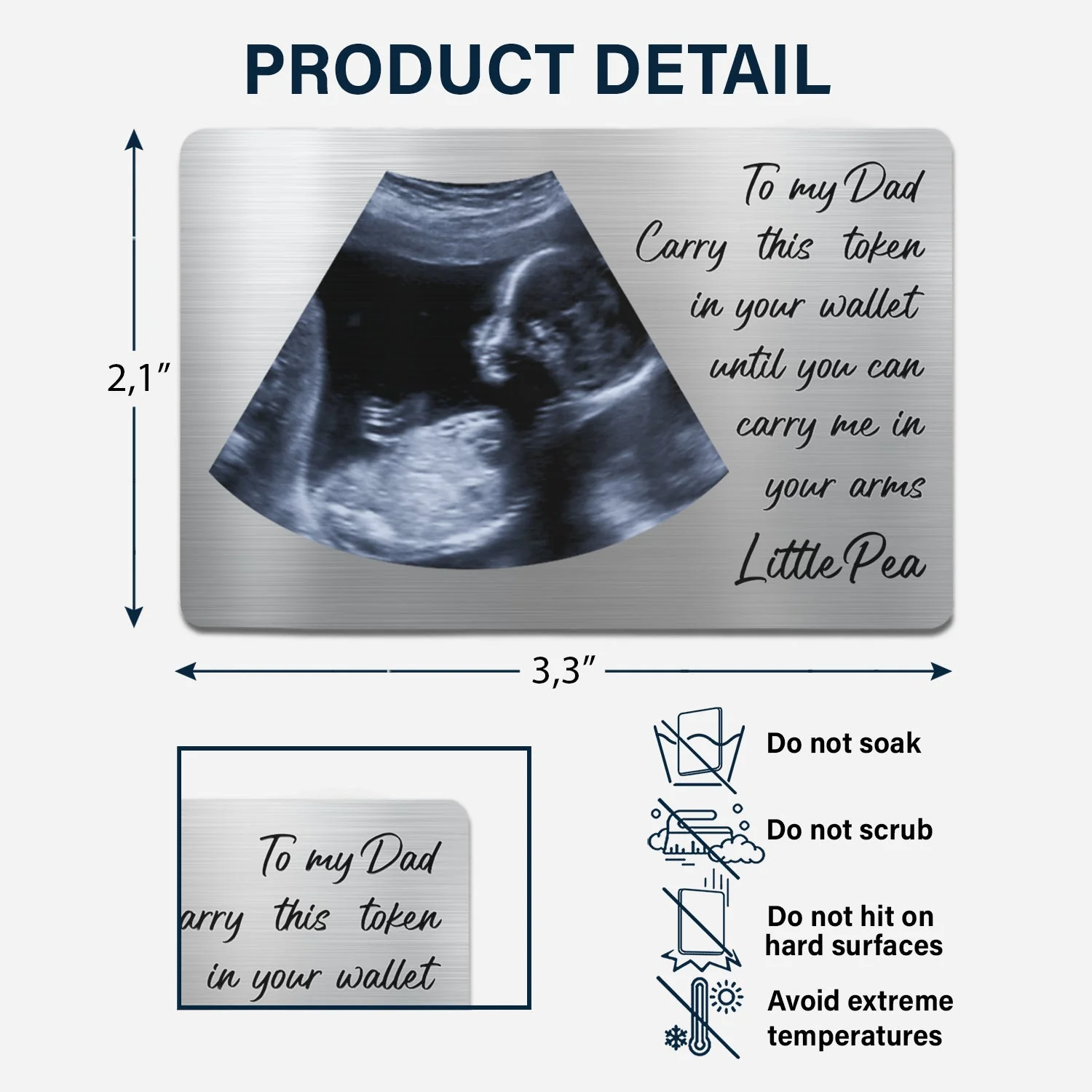 Custom Photo Until You Can Carry Me In Your Arms - Birthday, Loving Gift For Father, Dad-to-be - Personalized Aluminum Wallet Card - Image 6