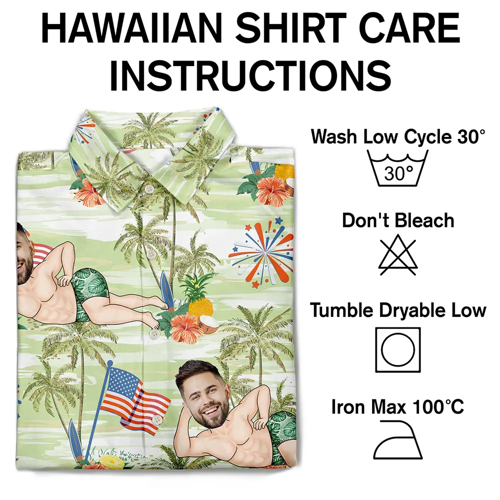 Custom Photo US Flag Sexy Pose - Personalized Hawaiian Shirt - Image 8