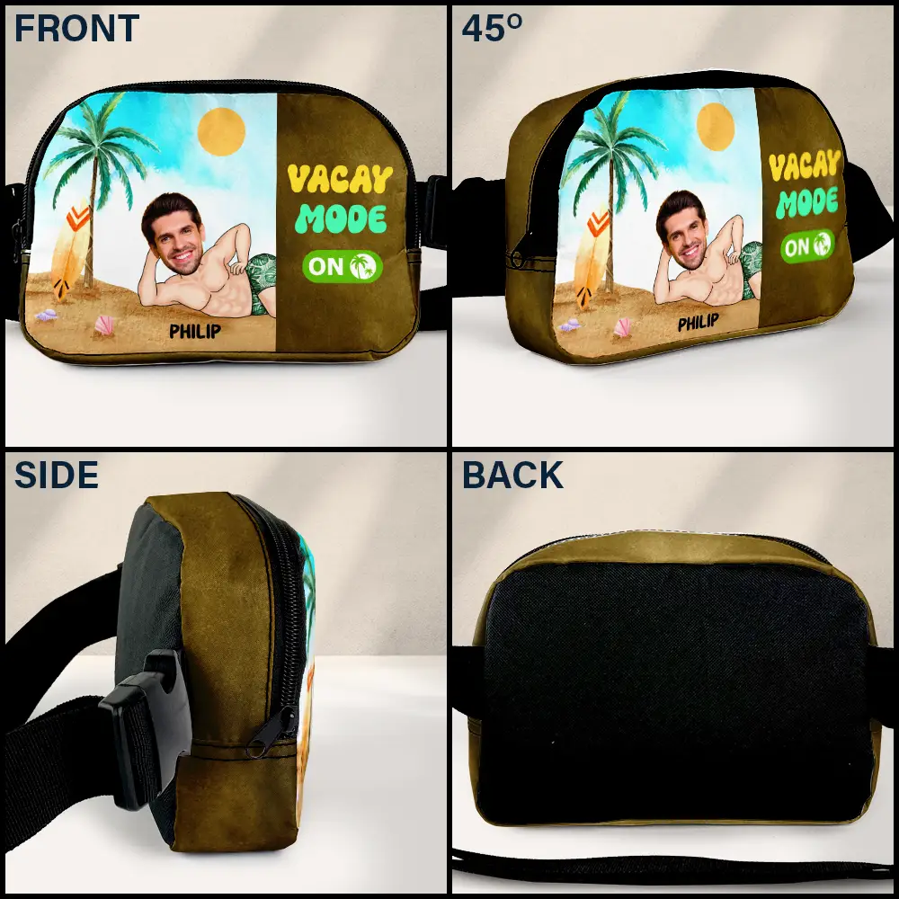 Custom Photo Vacay Mode On - Personalized Crossbody Belt Bag - Image 4
