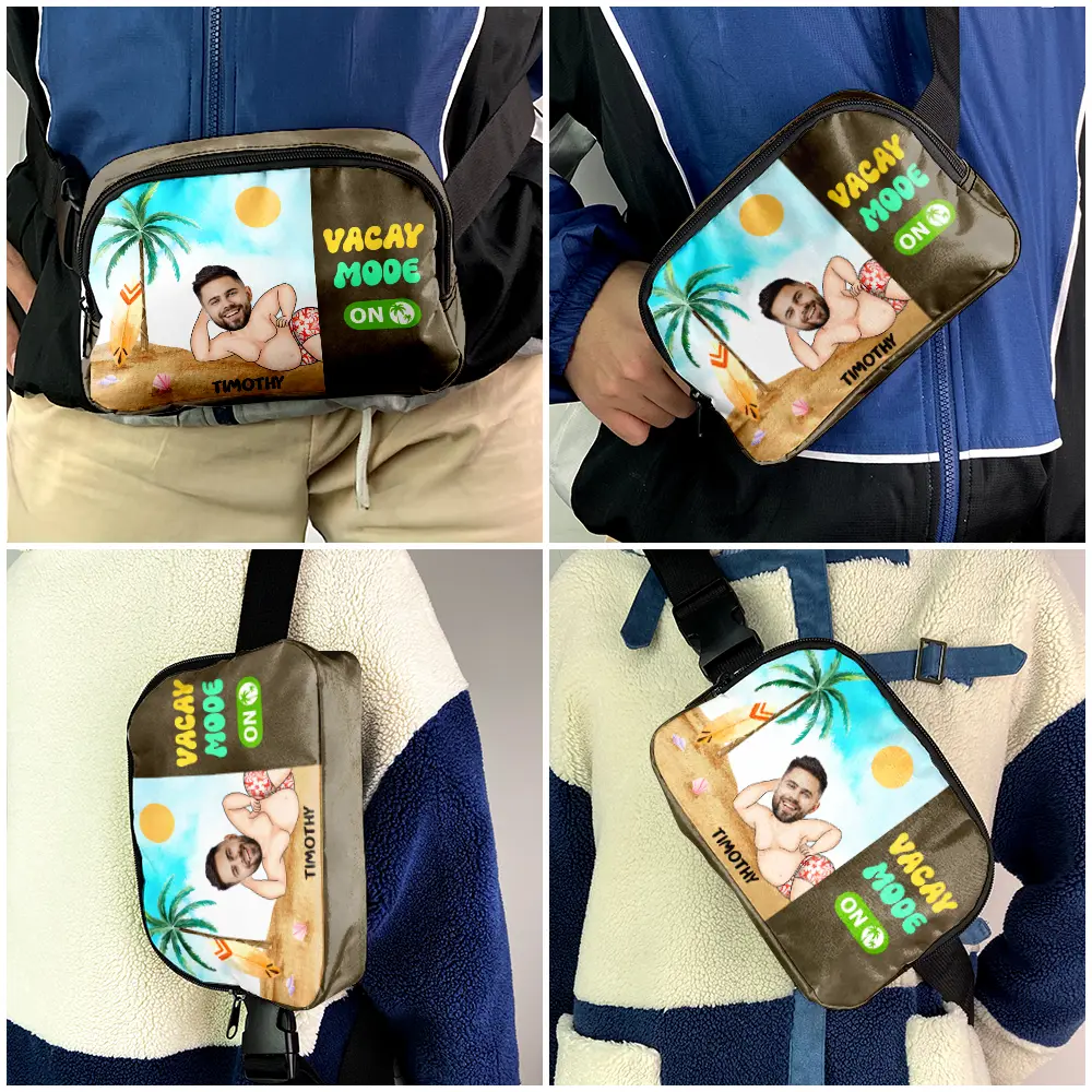 Custom Photo Vacay Mode On - Personalized Crossbody Belt Bag - Image 6