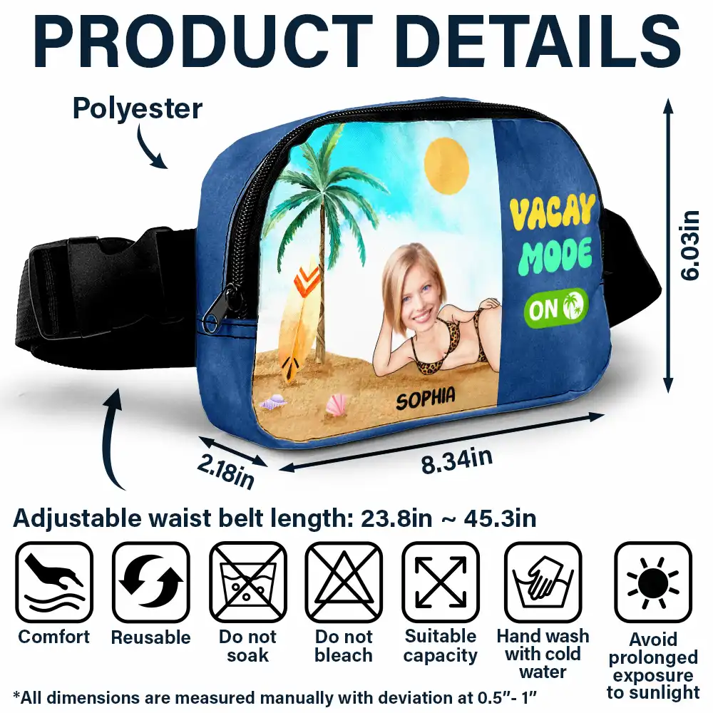 Custom Photo Vacay Mode On - Personalized Crossbody Belt Bag - Image 7