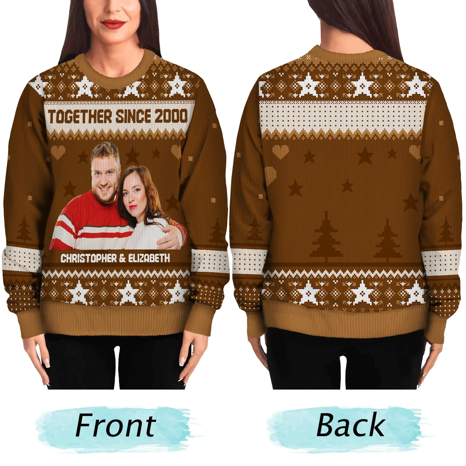 Custom Photo Version 2 - Holiday Gift For Family, Couple, Dad, Mom, Grandpa, Grandma - Personalized Unisex Ugly Sweater - Image 6