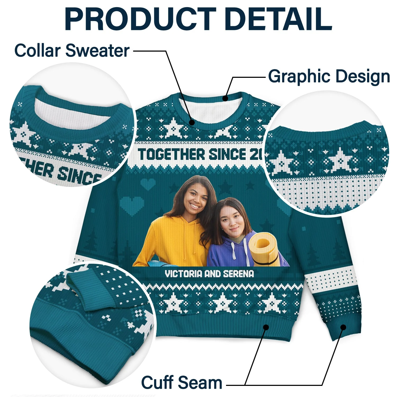 Custom Photo Version 2 - Holiday Gift For Family, Couple, Dad, Mom, Grandpa, Grandma - Personalized Unisex Ugly Sweater - Image 7