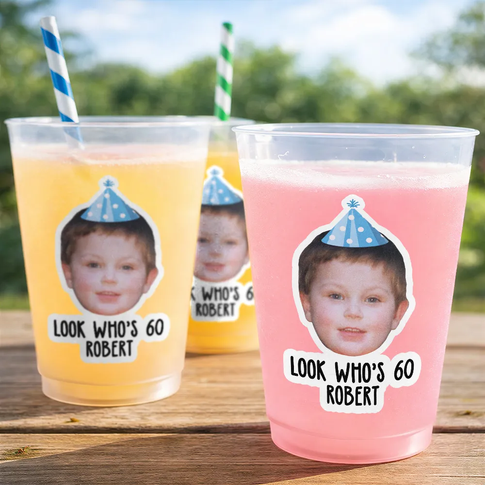 Custom Photo Vintage Birthday Funny Face - Personalized Frosted Cups - Image 4