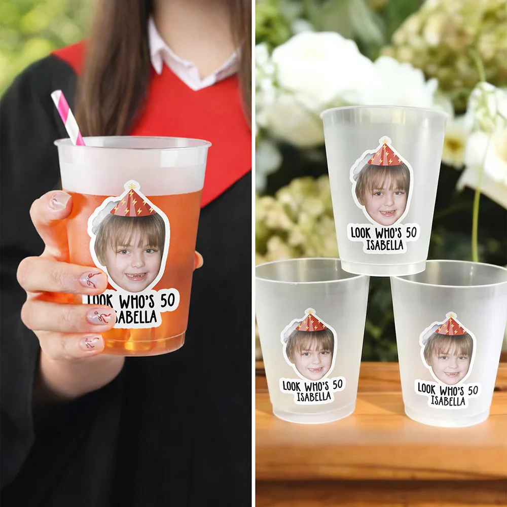 Custom Photo Vintage Birthday Funny Face - Personalized Frosted Cups - Image 6