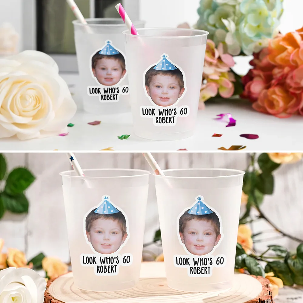Custom Photo Vintage Birthday Funny Face - Personalized Frosted Cups - Image 7