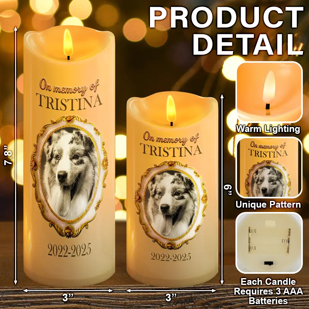 Custom Photo Vintage Frame Golden Ceramic Effect - Personalized Flameless LED Candle - Image 5