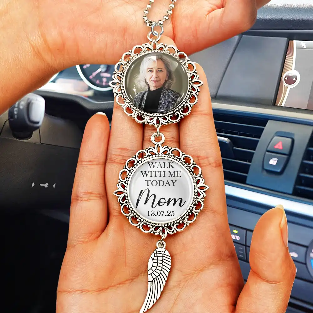 Custom Photo Walk With Me Today Dad Memorial Graduation - Personalized Photo Pendant Charm - Image 2