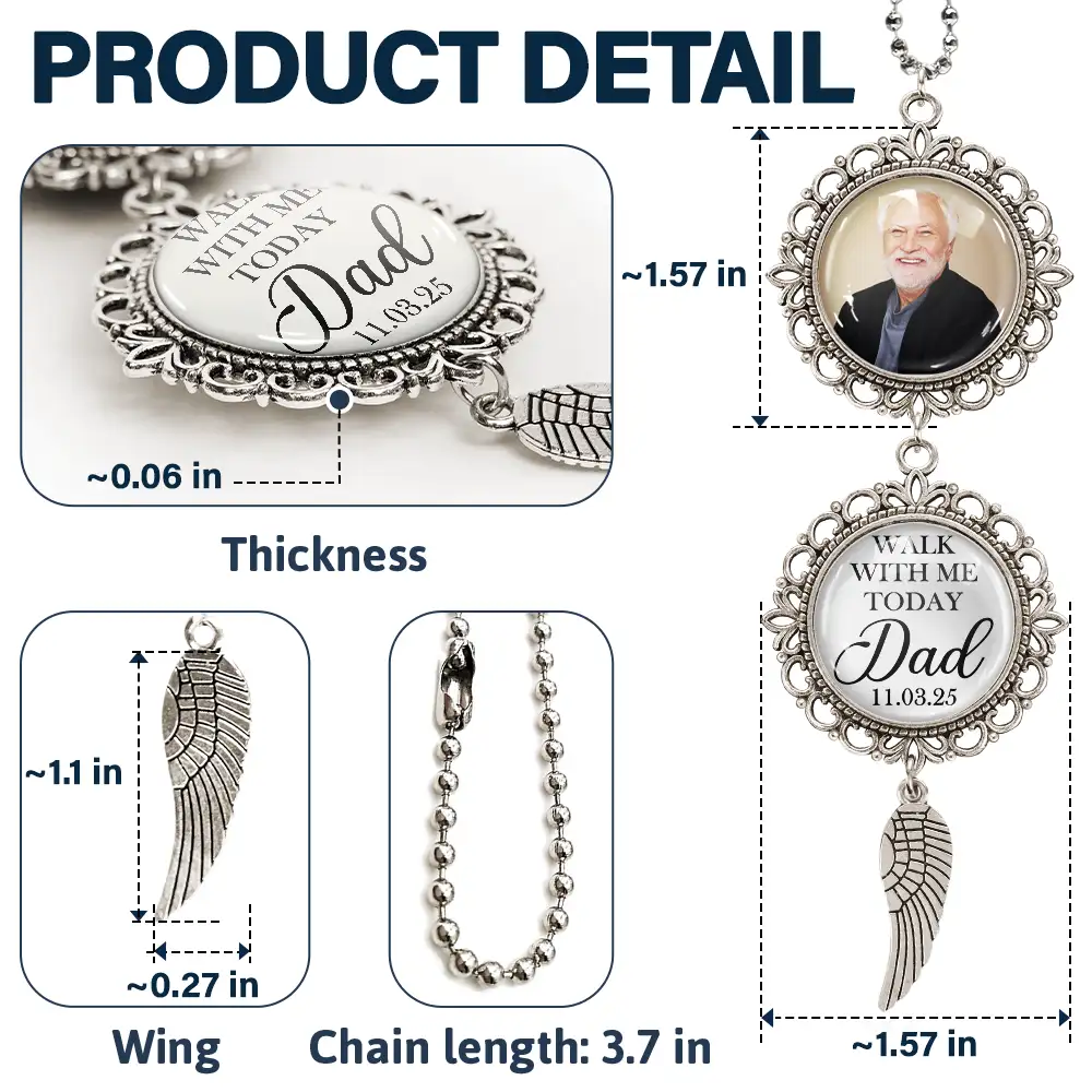 Custom Photo Walk With Me Today Dad Memorial Graduation - Personalized Photo Pendant Charm - Image 5