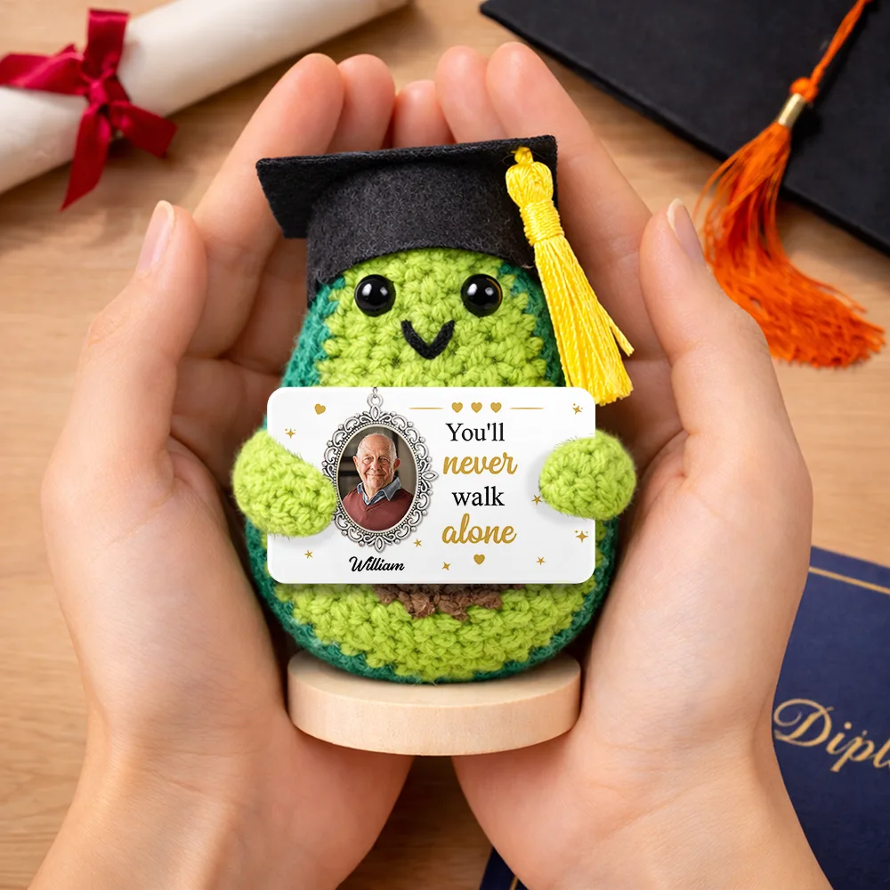 Custom Photo Walking Beside You Every Step Of The Way - Personalized Doll Crochet With Custom Card - Image 2