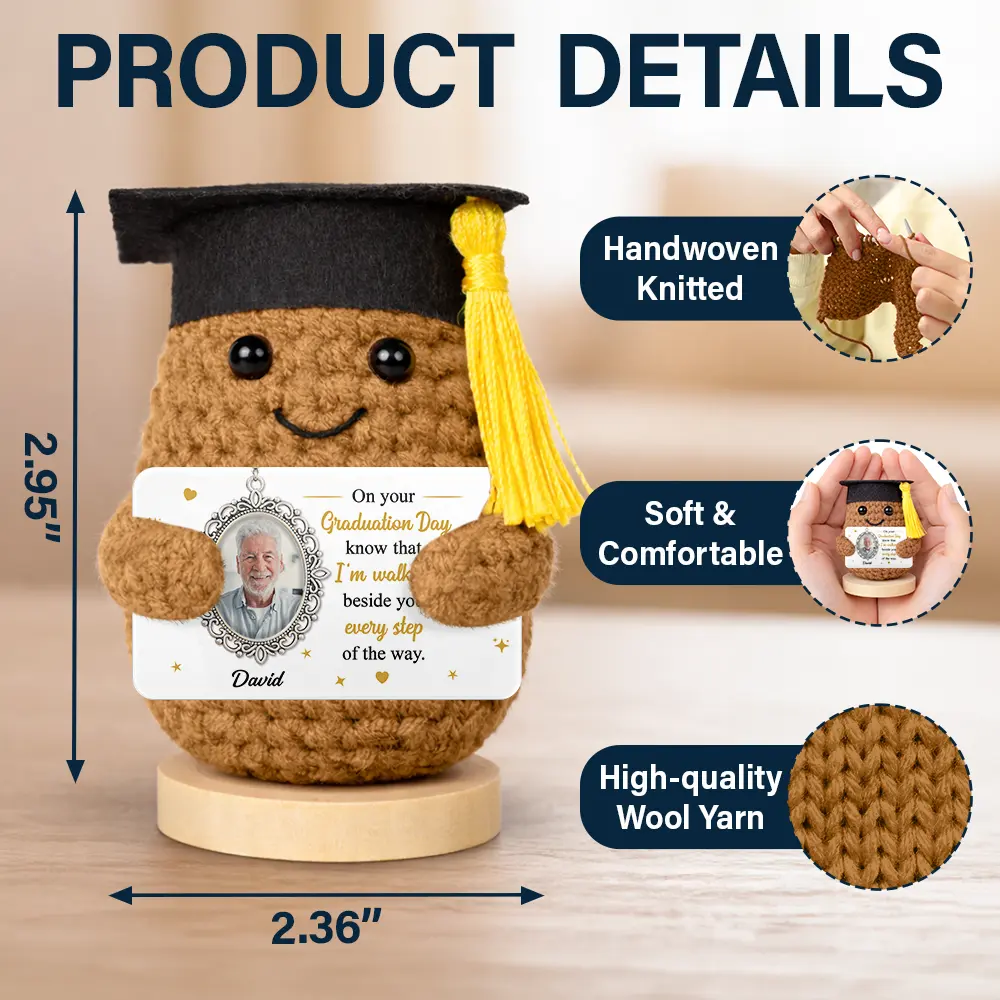 Custom Photo Walking Beside You Every Step Of The Way - Personalized Doll Crochet With Custom Card - Image 4