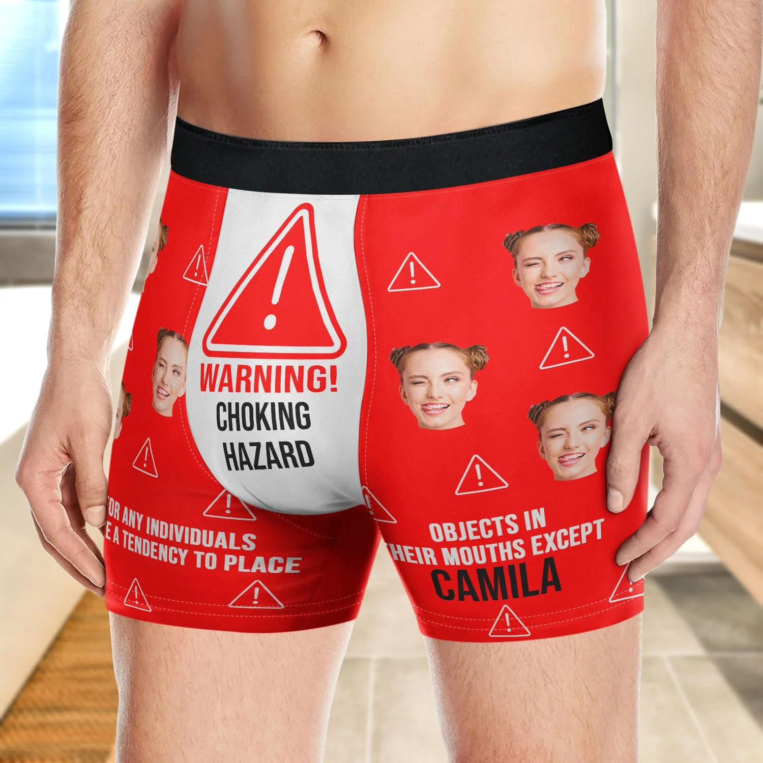 Custom Photo Warning Choking Hazard - Funny Gift For Husband, Boyfriend - Personalized Men's Boxer Briefs - Image 4
