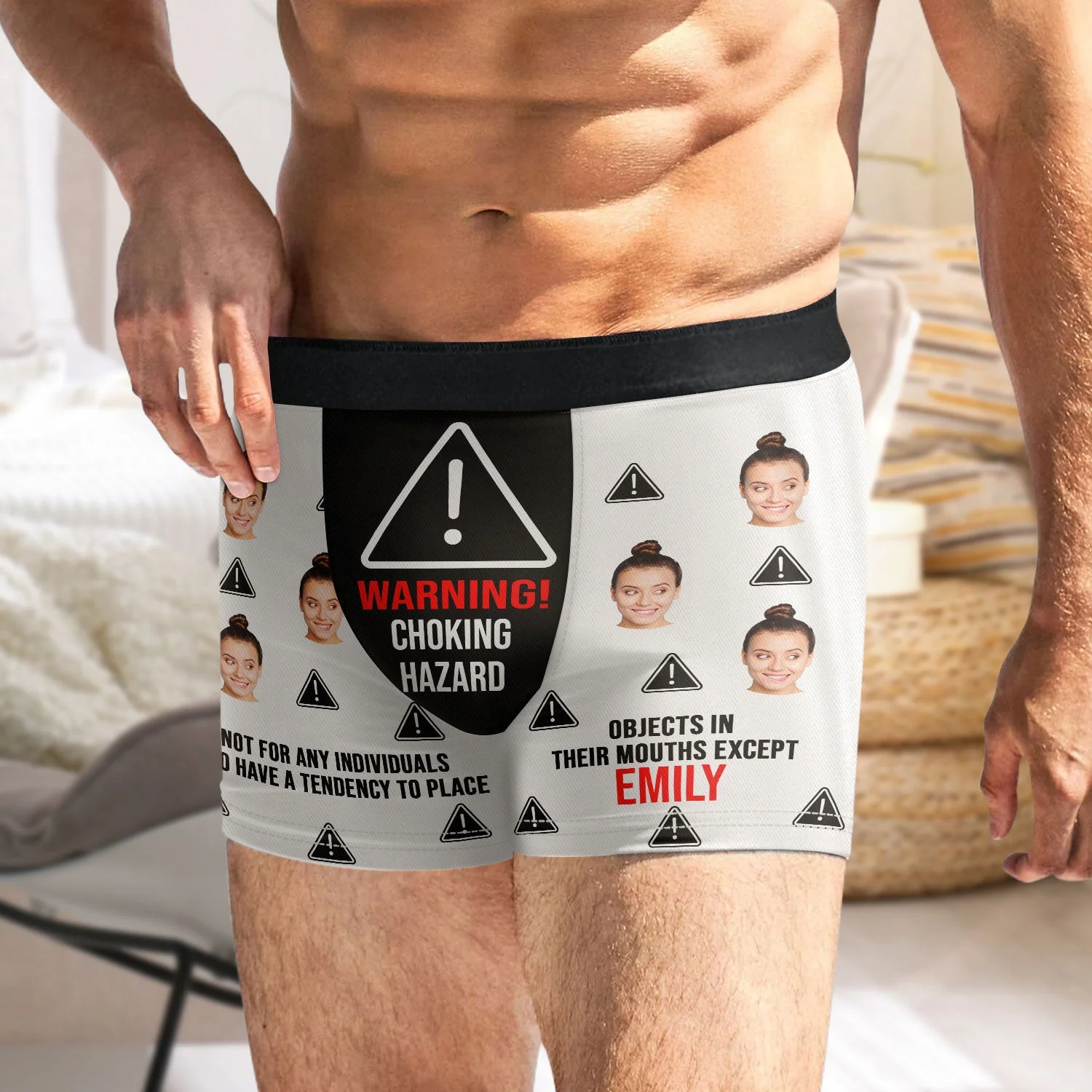 Custom Photo Warning Choking Hazard - Funny Gift For Husband, Boyfriend - Personalized Men's Boxer Briefs - Image 6