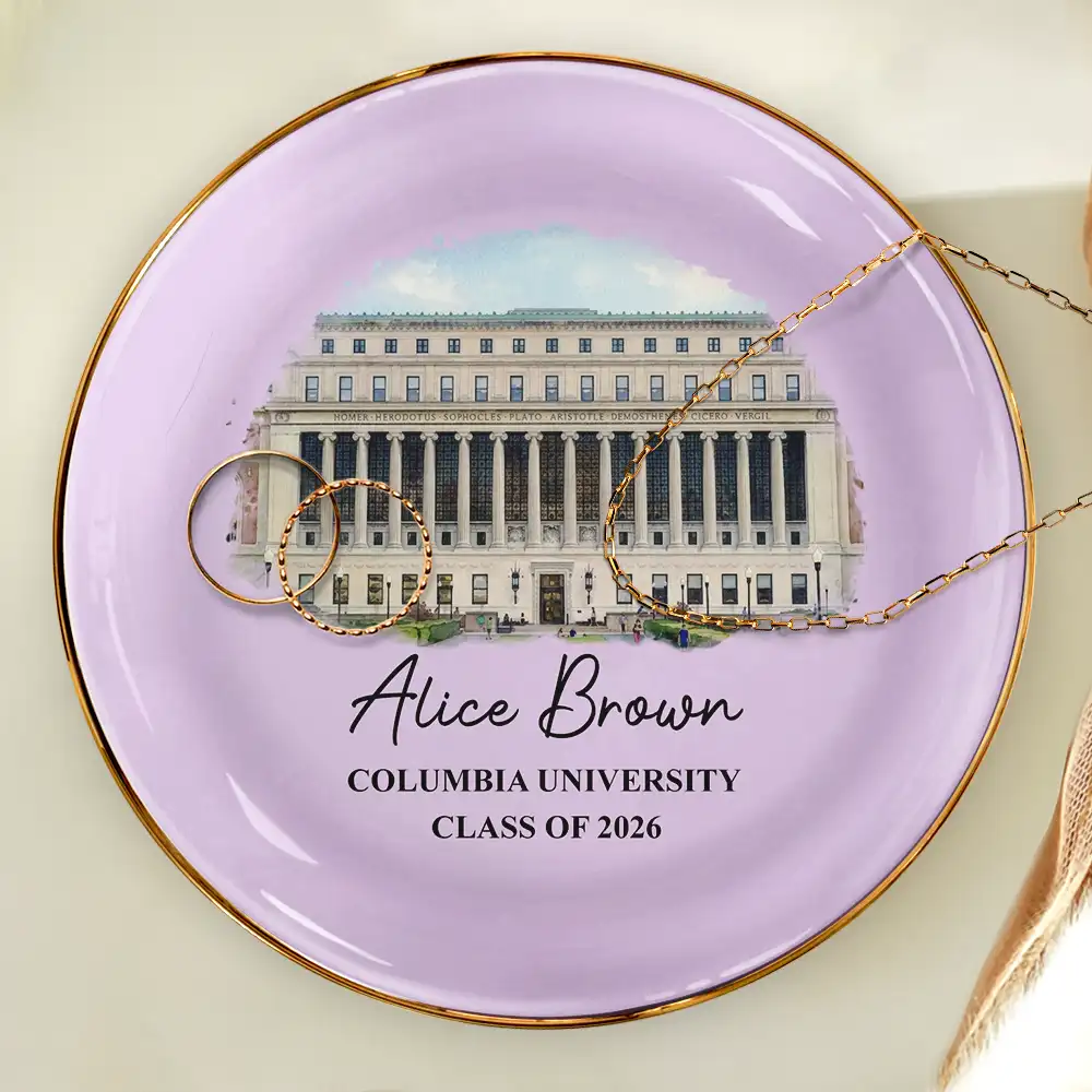Custom Photo Watercolor Painting University Image - Personalized Ring Dish - Image 4