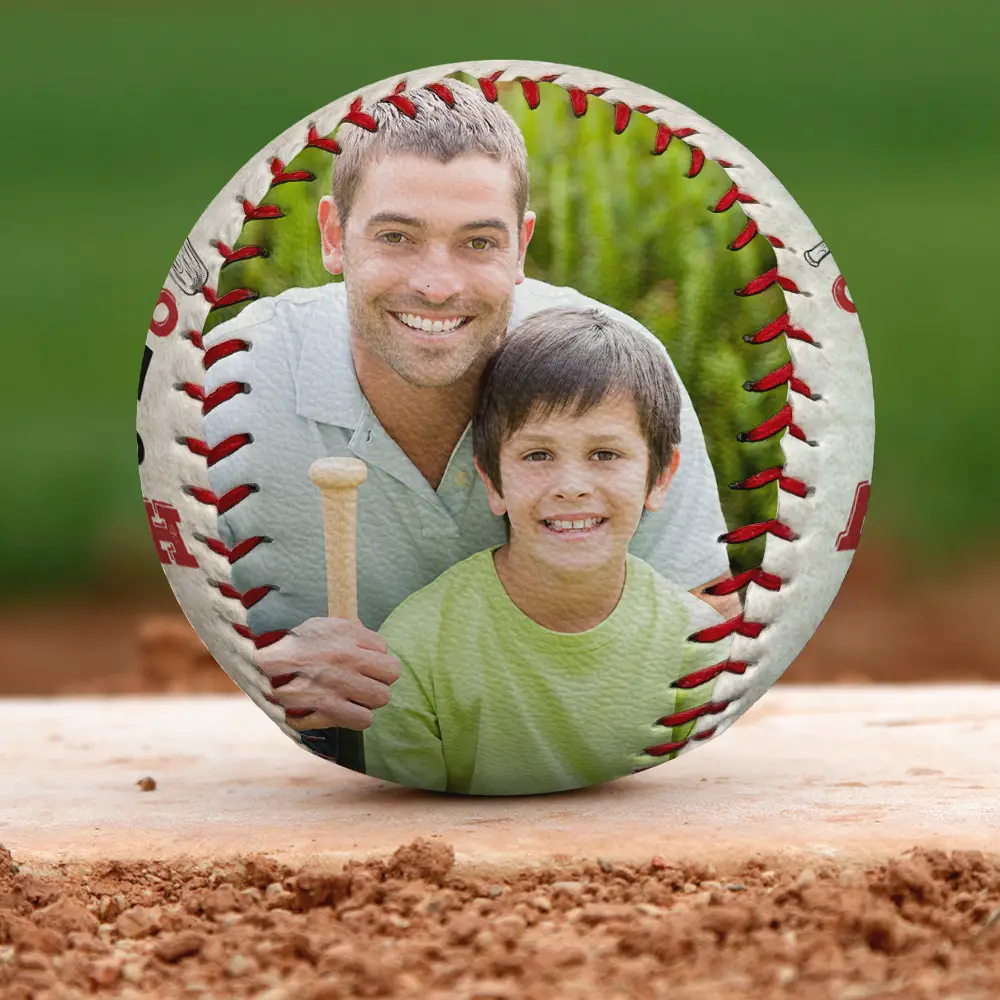 Custom Photo We Hit A Homerun Scoring You As Our Dad - Personalized Baseball, Softball - Image 3