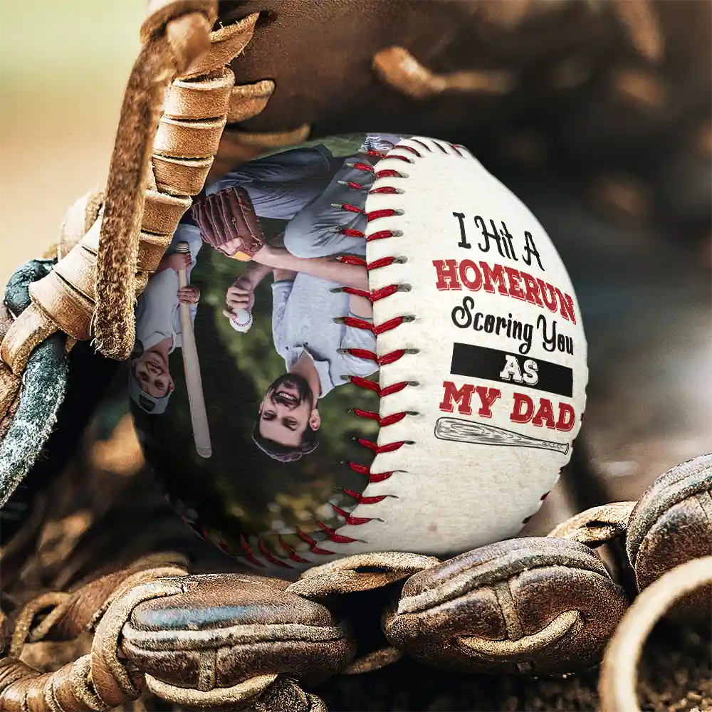 Custom Photo We Hit A Homerun Scoring You As Our Dad - Personalized Baseball, Softball - Image 4