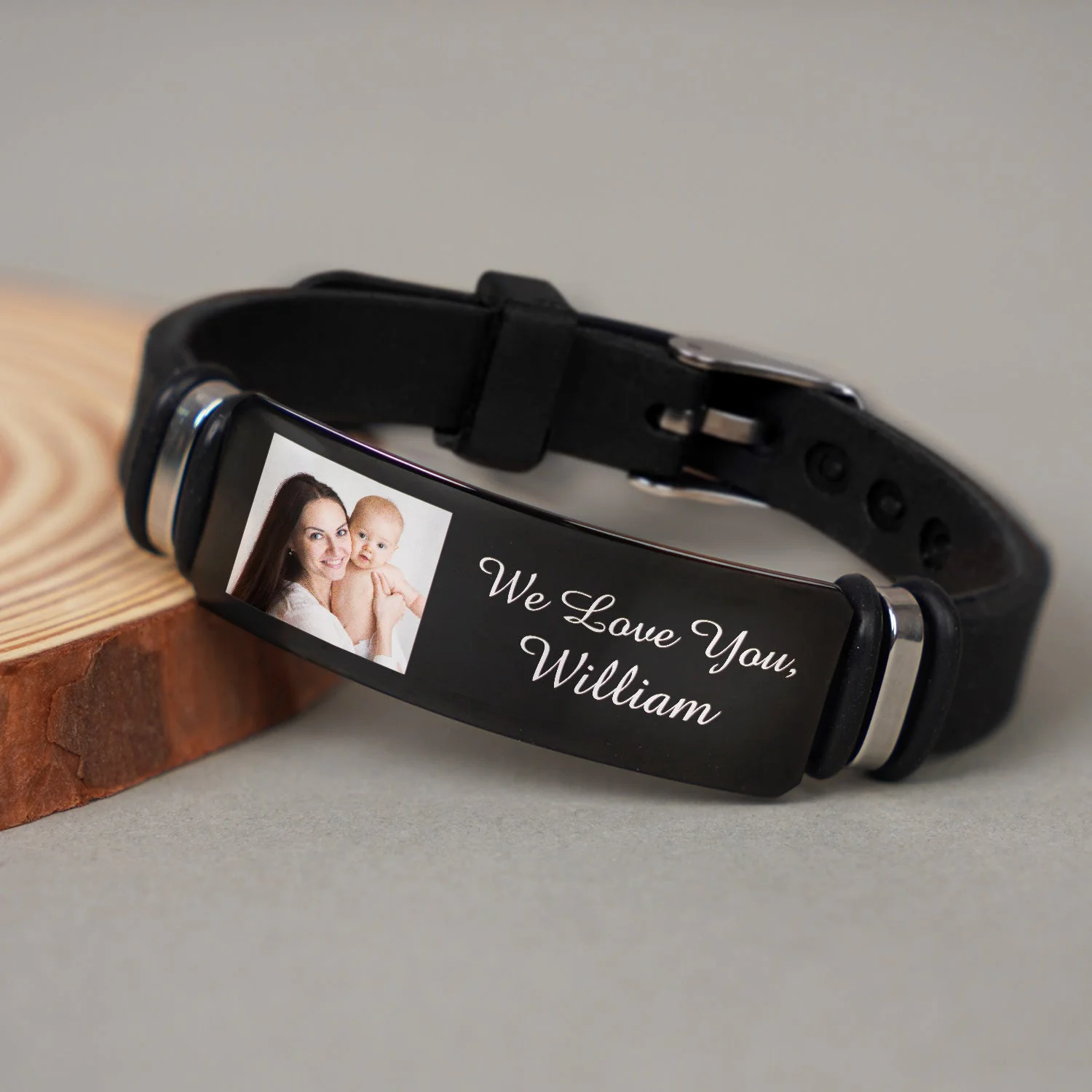 Custom Photo We Love You - Birthday, Loving Gift For Husband, Dad, New Parent - Personalized Engraved Bracelet - Image 4