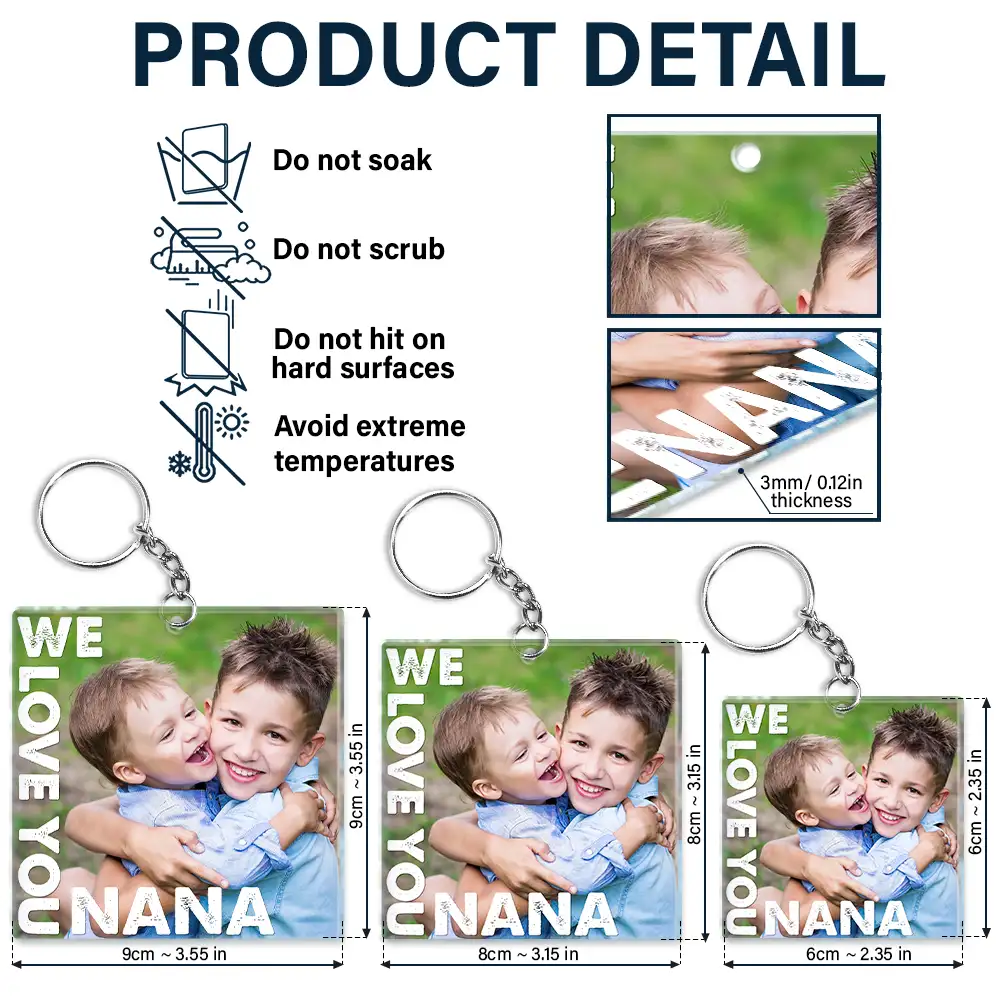 Custom Photo We Love You Mommy Mama Grandma Nana - Personalized Acrylic Keychain - Image 5