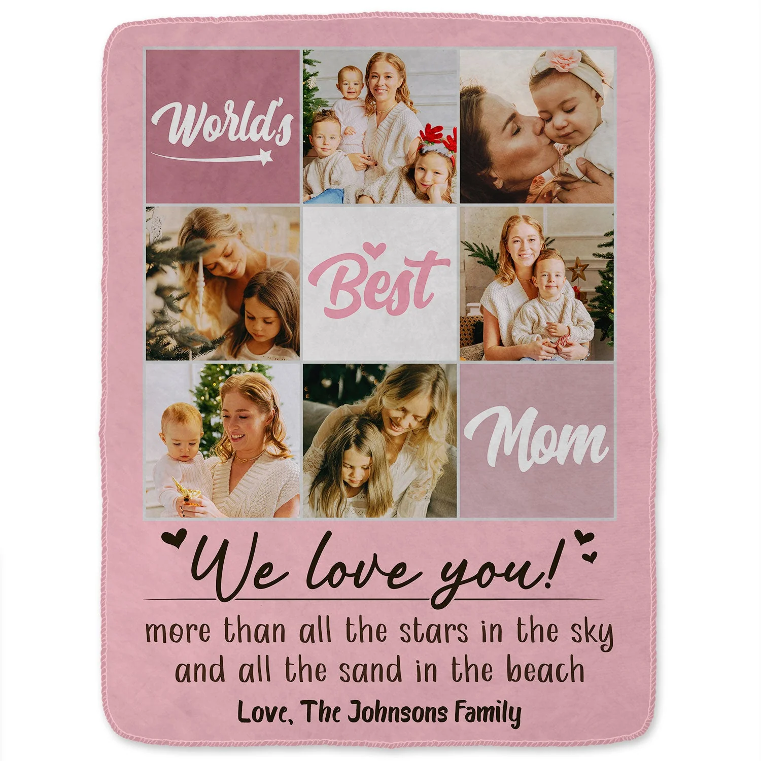 Custom Photo We Love You More Than All The Stars - Gift For Mom - Personalized Fleece Blanket - Image 2