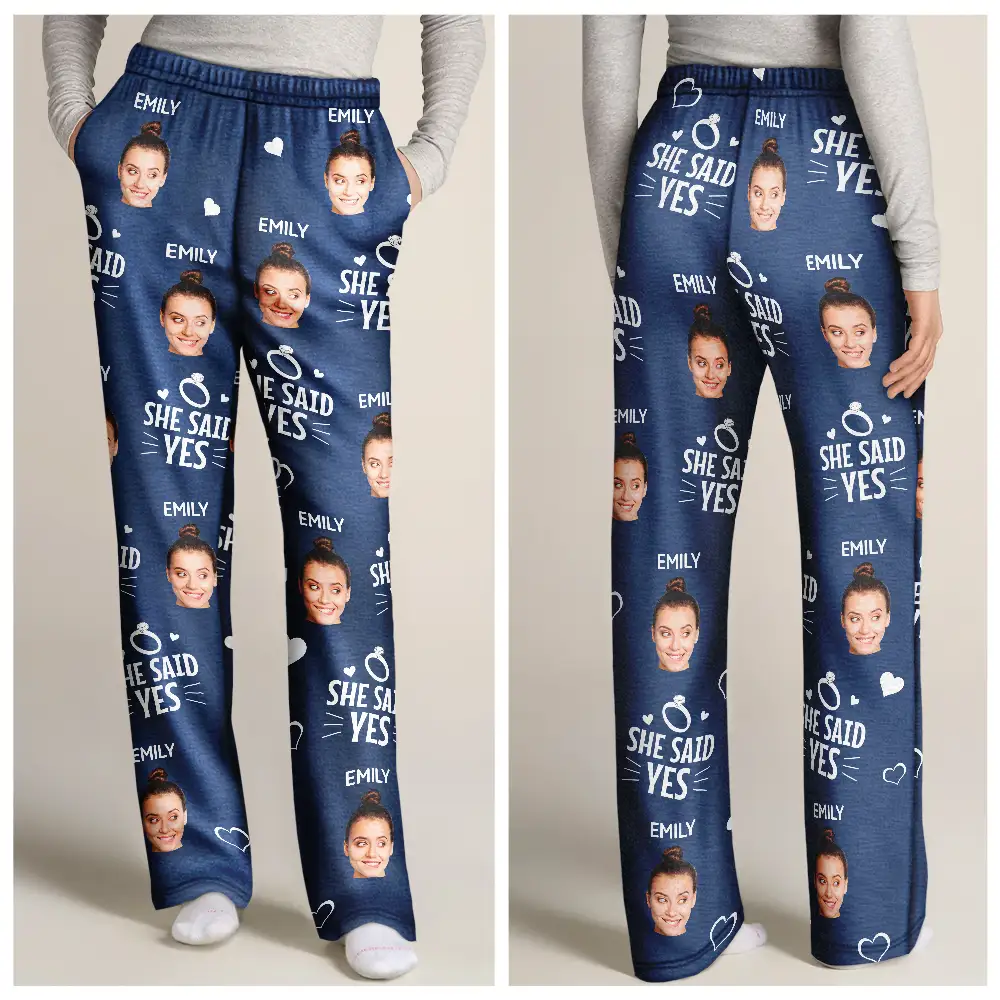 Custom Photo We Officially Said Yes - Personalized Pajama Pants - Image 4