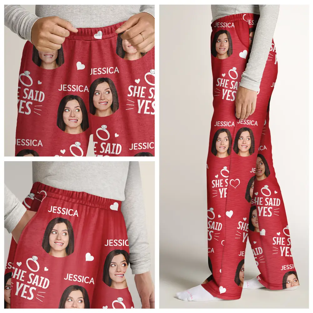 Custom Photo We Officially Said Yes - Personalized Pajama Pants - Image 8