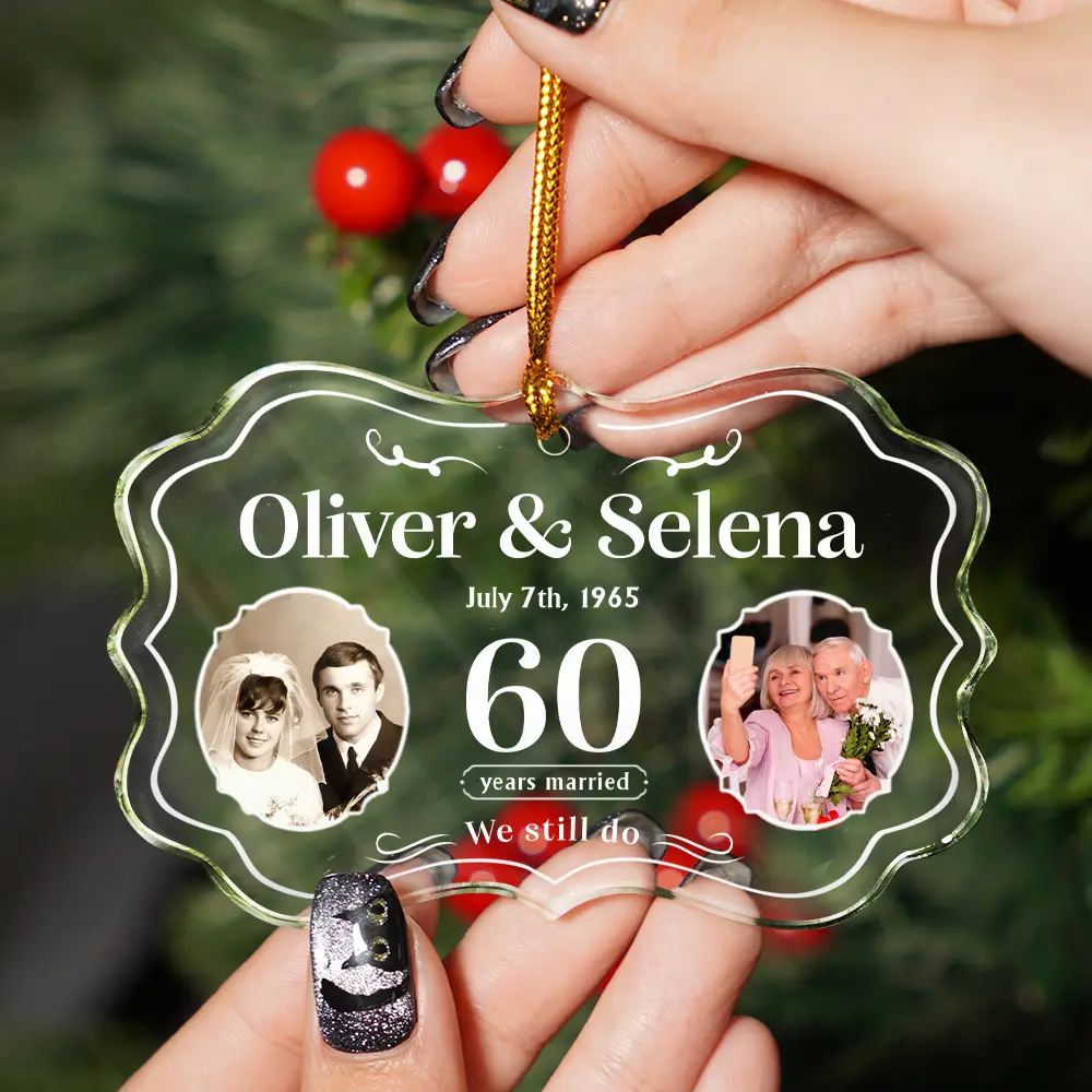 Custom Photo We Still Do Wedding Anniversary Gift - Personalized Medallion Glass Ornament - Image 2