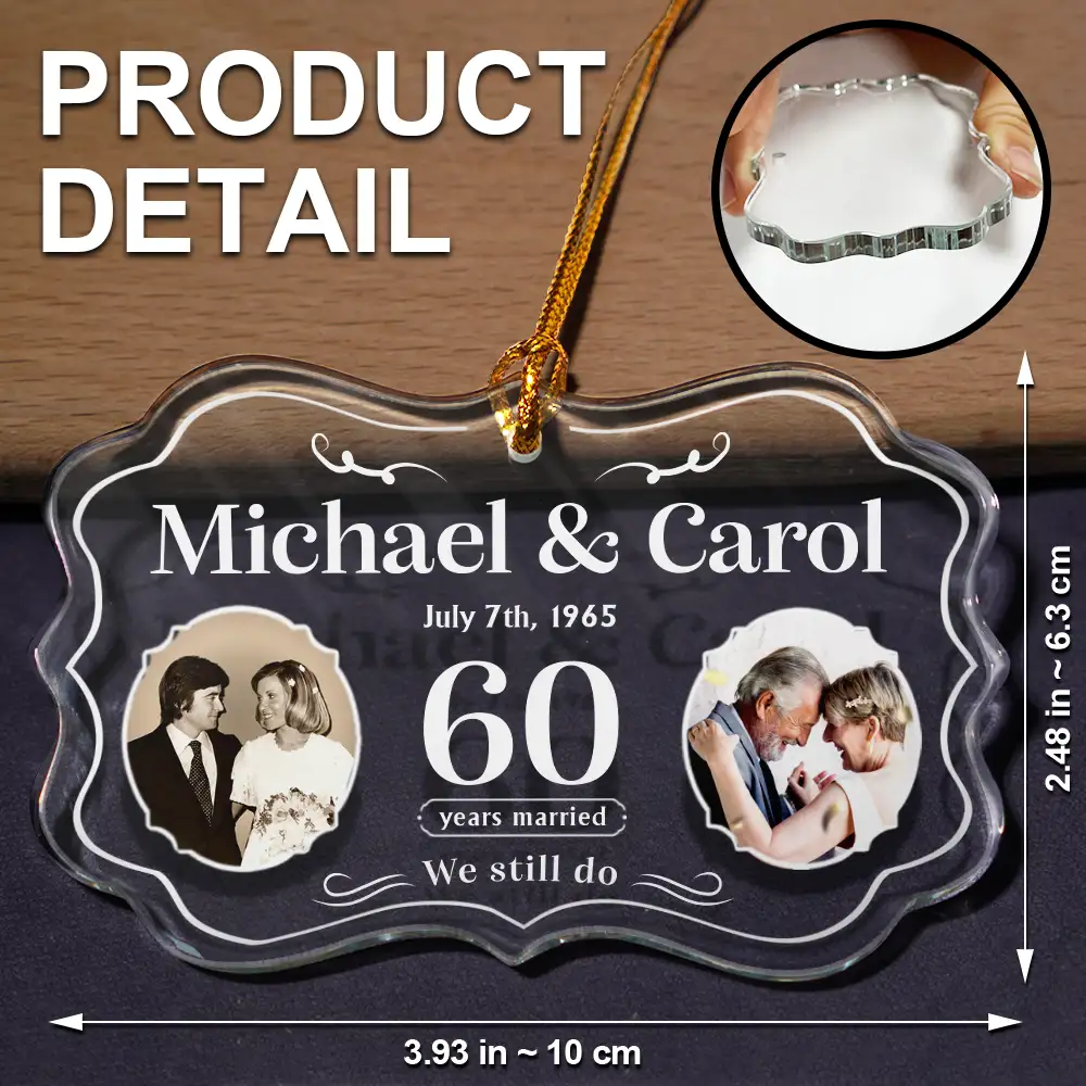 Custom Photo We Still Do Wedding Anniversary Gift - Personalized Medallion Glass Ornament - Image 5