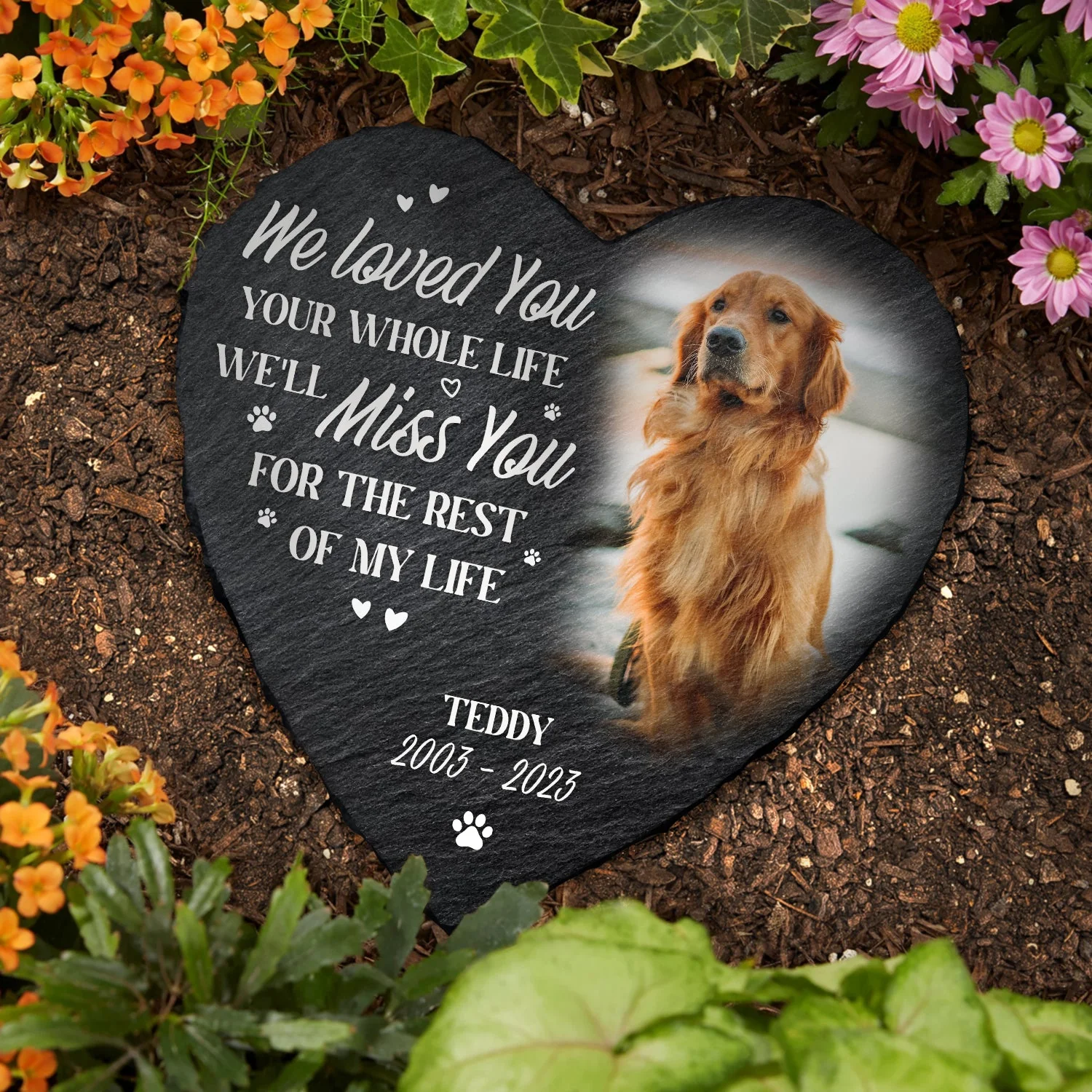 Custom Photo We Will Always Love And Remember You - Memorial Gift - Personalized Heart Memorial Garden Stone - Image 3