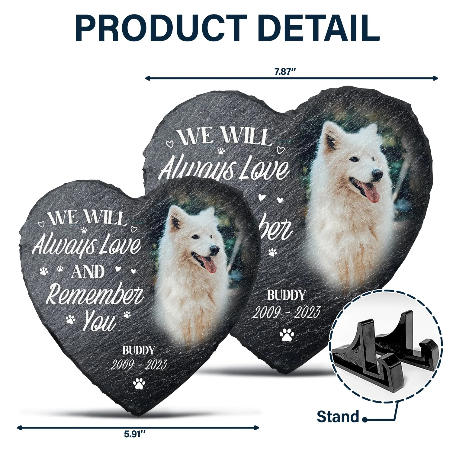 Custom Photo We Will Always Love And Remember You - Memorial Gift - Personalized Heart Memorial Garden Stone - Image 5