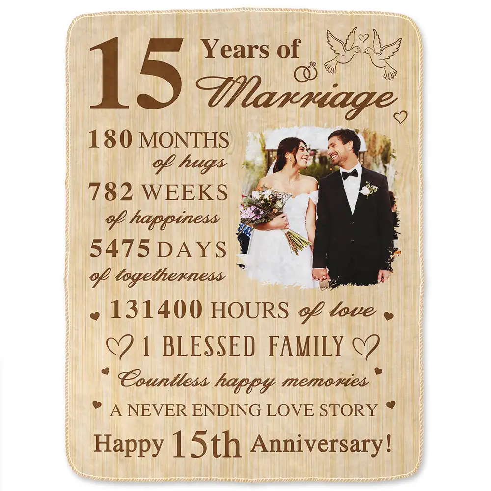 Custom Photo Wedding Anniversary Wedding Gift - Personalized Fleece Blanket, Sherpa Blanket - Image 2